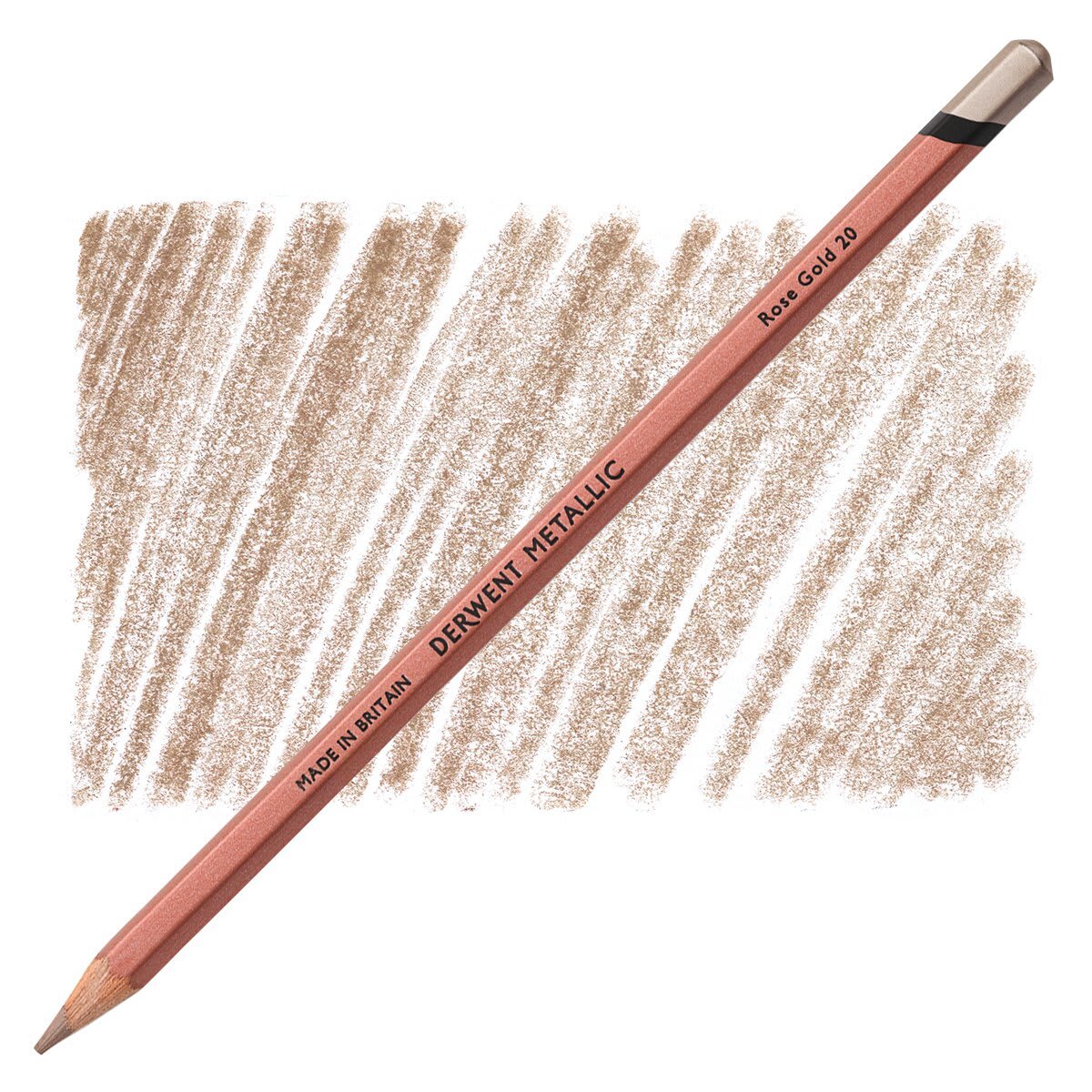 Derwent Professional Metallic Colored Pencil - Rose Gold pencil and swatch