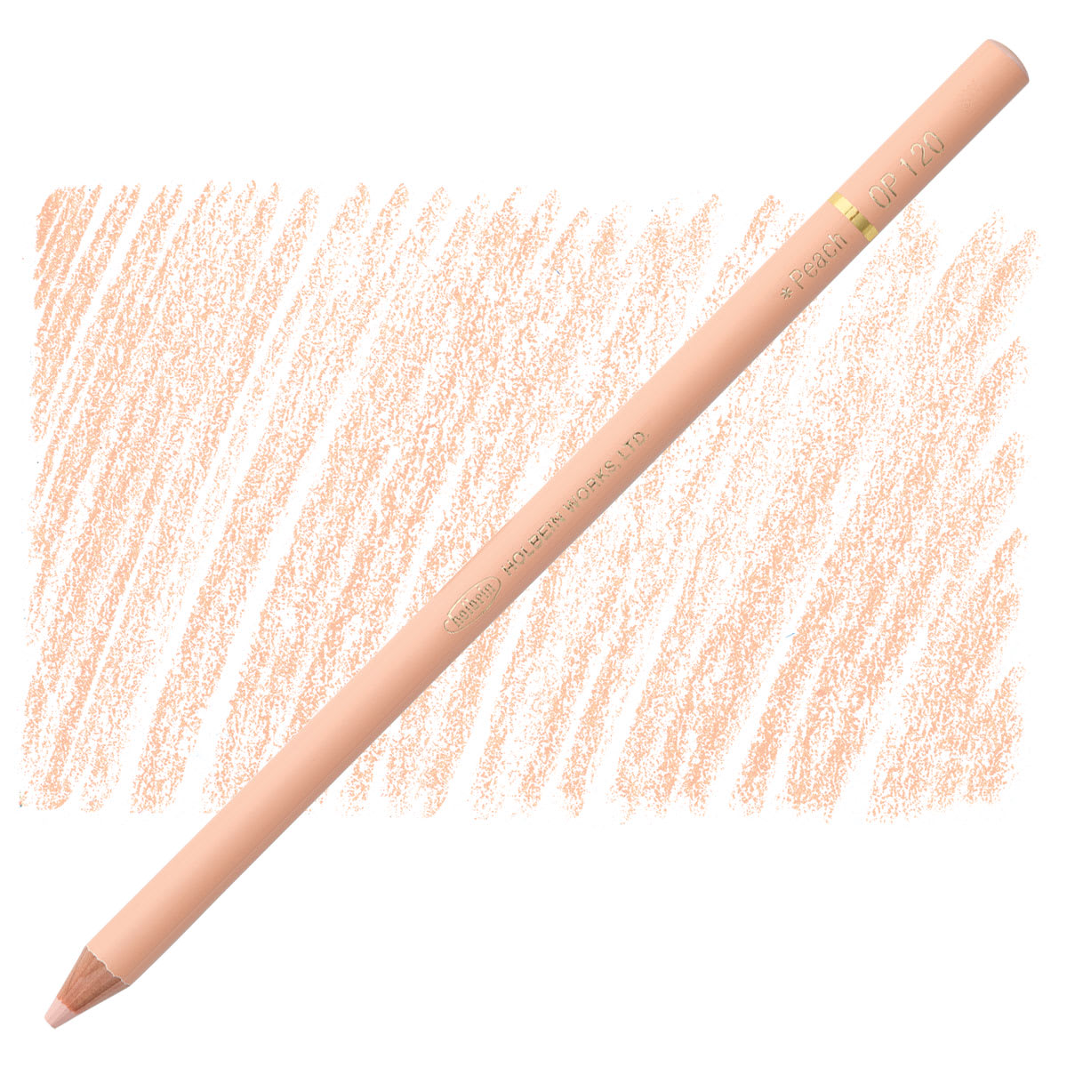 Holbein Artists' Colored Pencil - Peach, OP120 pencil and swatch