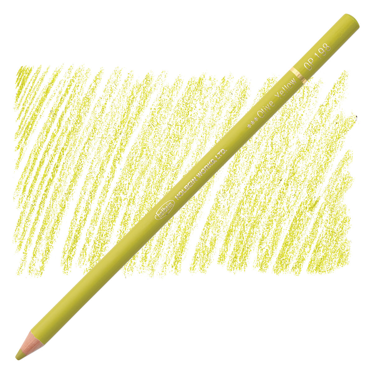Holbein Artists' Colored Pencil - Olive Yellow, OP198 pencil and swatch