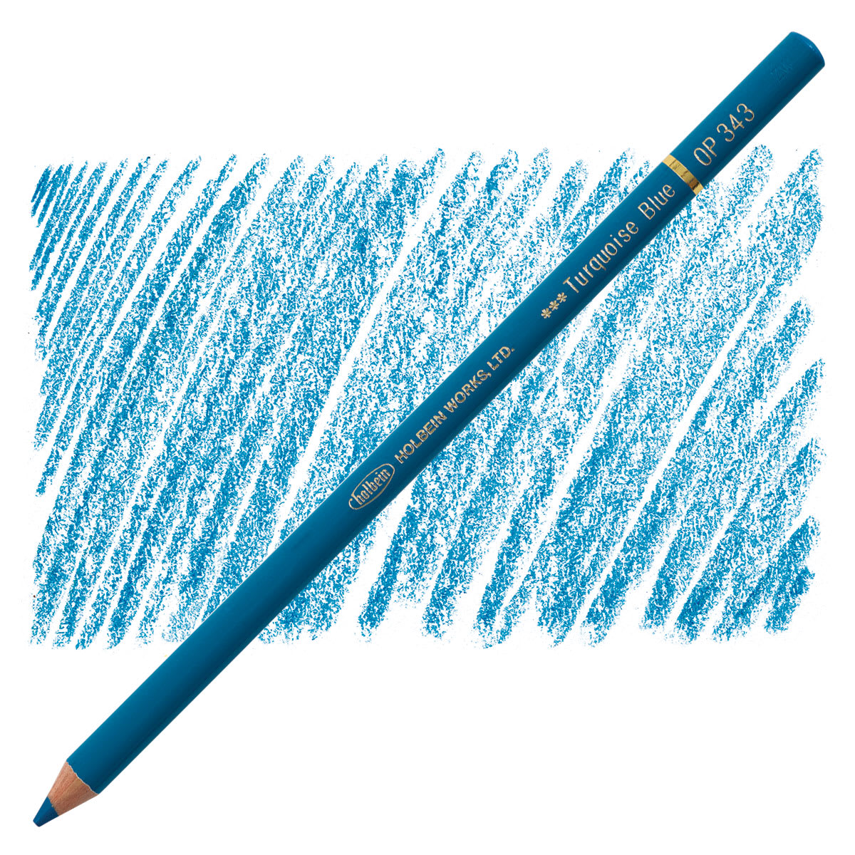 Holbein Artists' Colored Pencil - Turquoise Blue, OP343 pencil and swatch