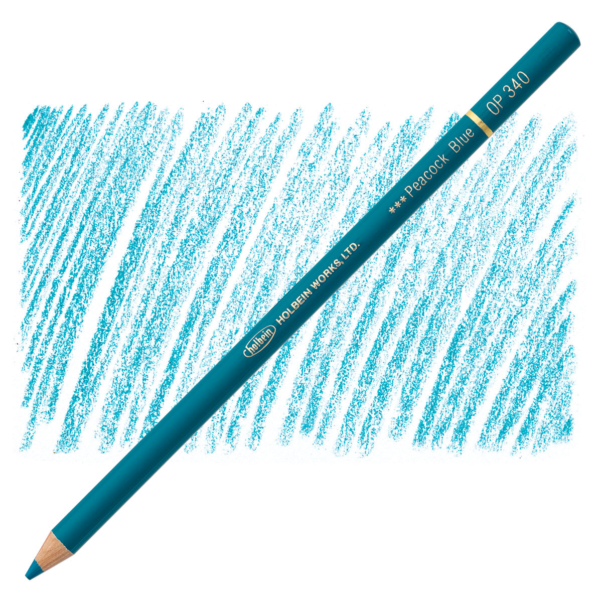 Holbein Artists' Colored Pencil - Peacock Blue, OP340 pencil and swatch