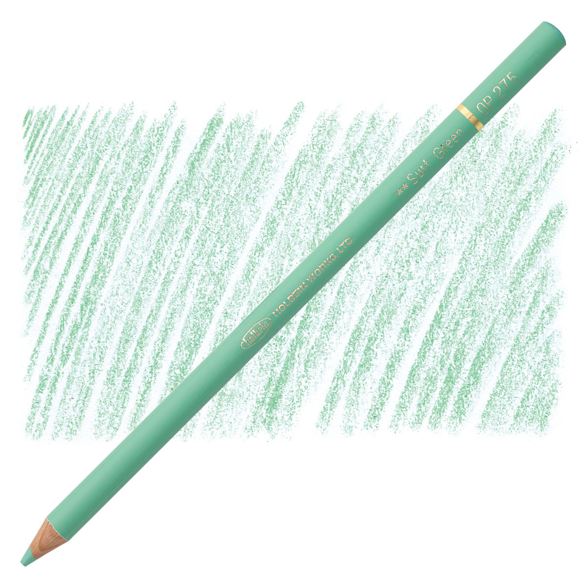Holbein Artists' Colored Pencil - Surf Green, OP275 pencil and swatch