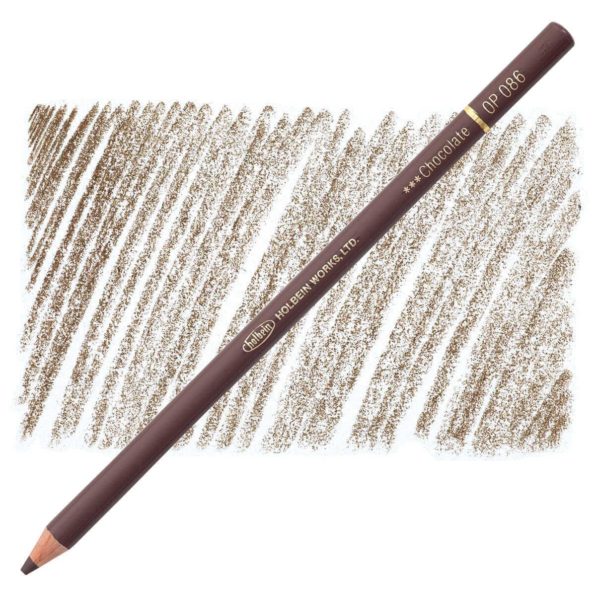 Holbein Artists' Colored Pencil - Chocolate, OP086 pencil and swatch