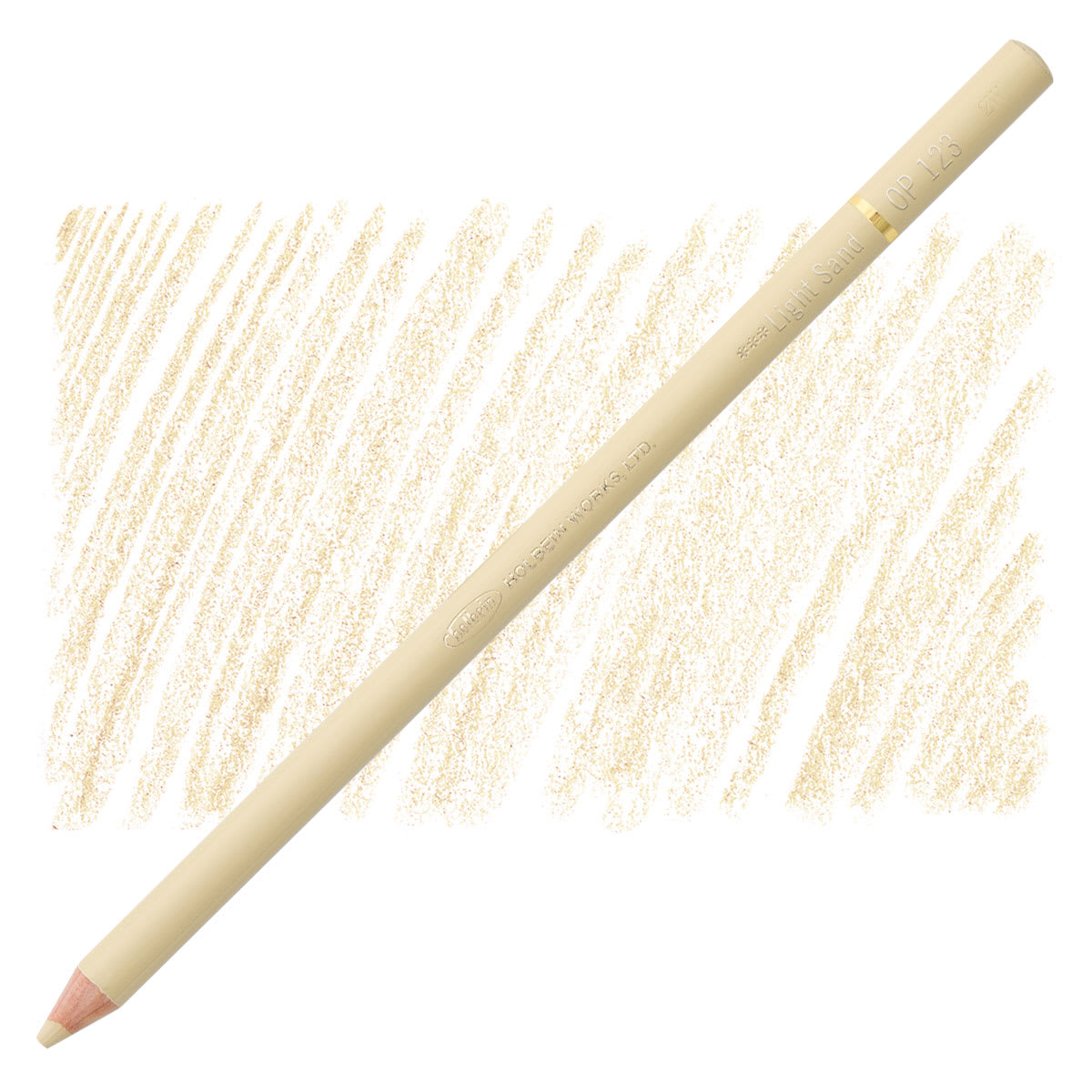 Holbein Artists' Colored Pencil - Light Sand, OP123 pencil and swatch