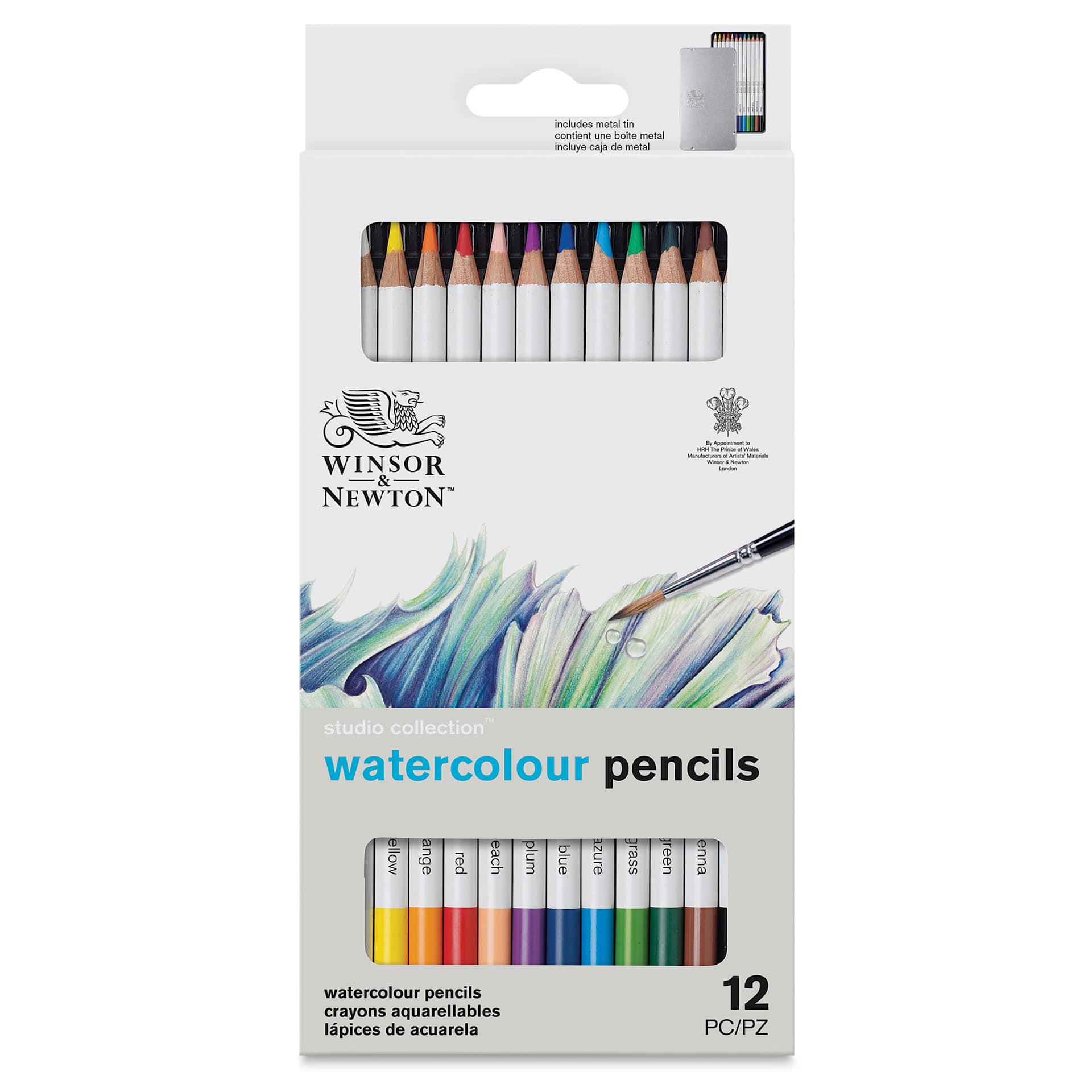 Winsor & Newton Studio Collection Watercolor Pencils - Set of 12, front of the packaging