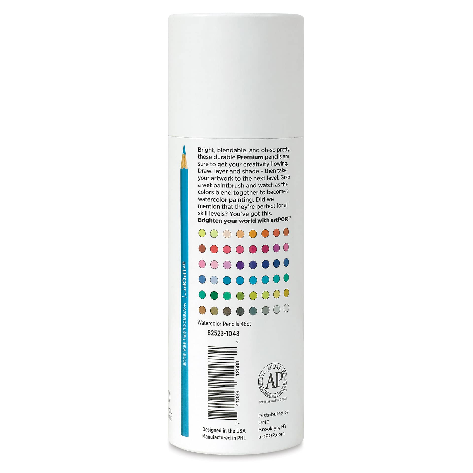 artPOP! Premium Watercolor Pencils - Set of 48 (back of canister)