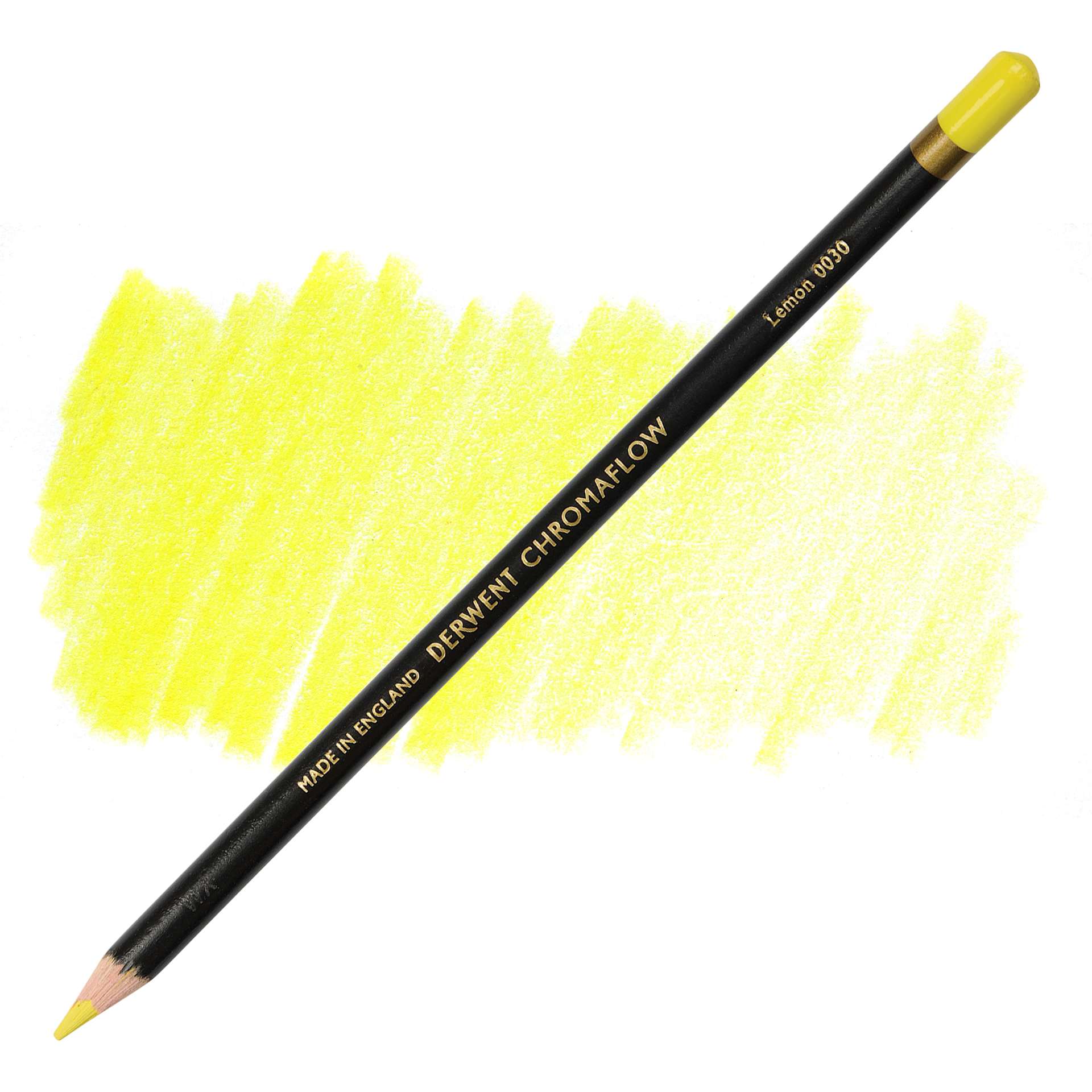 Derwent Chromaflow Colored Pencil - Lemon, swatch and pencil