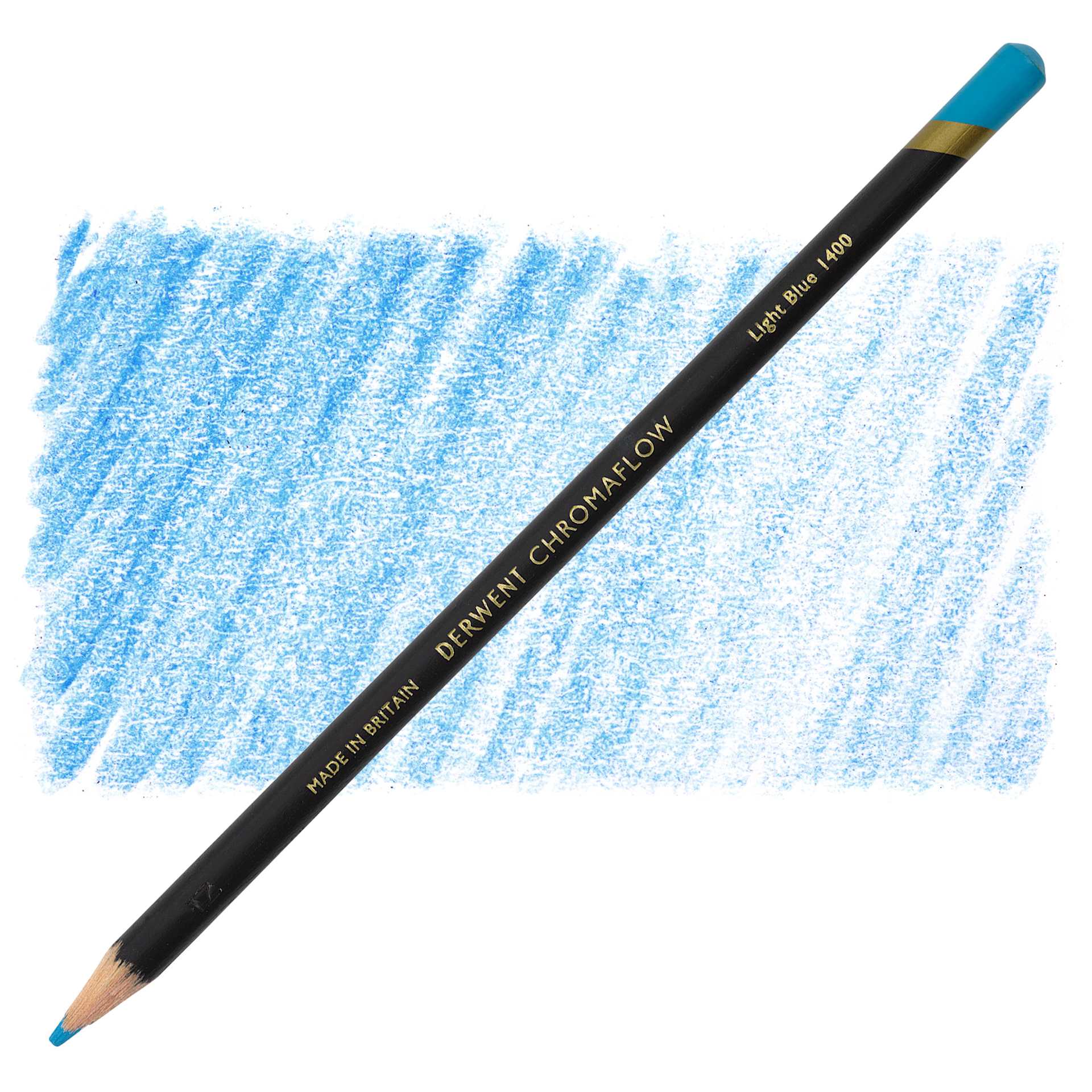 Derwent Chromaflow Colored Pencil - Light Blue, swatch and block