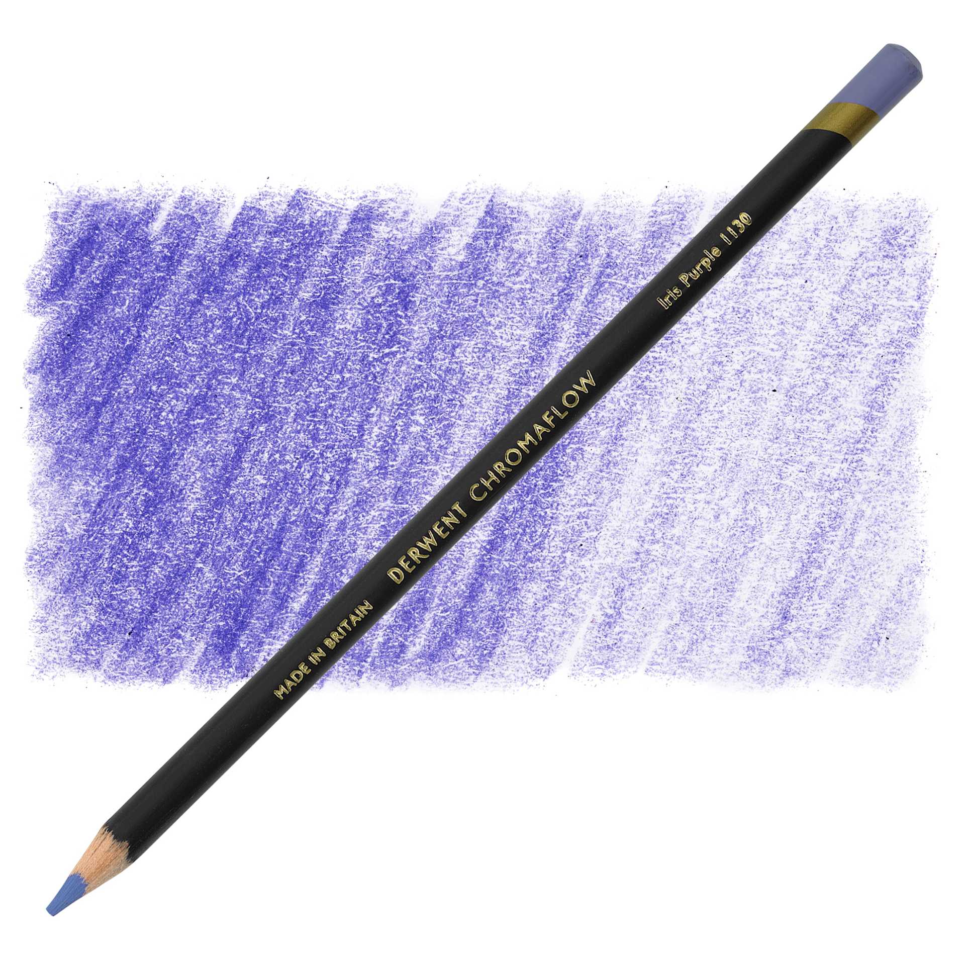 Derwent Chromaflow Colored Pencil - Iris Purple, swatch and pencil