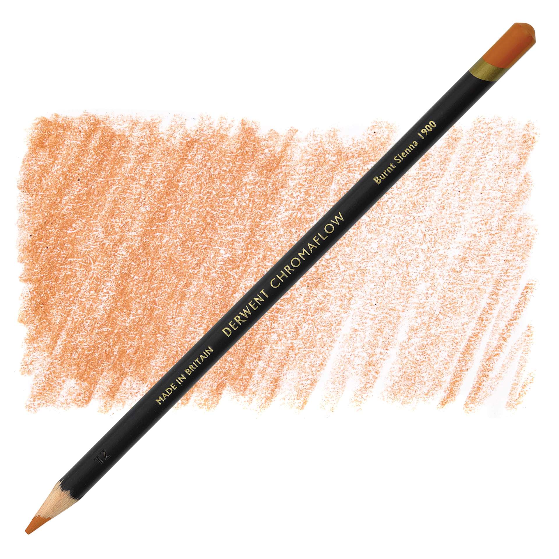 Derwent Chromaflow Colored Pencil - Burnt Sienna, swatch and pencil