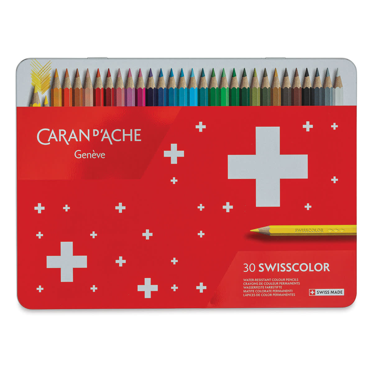 Caran d'Ache Swisscolor Colored Pencils - Set of 30 - front of packaging Caran d'Ache Swisscolor Colored Pencils - Set of 30 - front of packaging