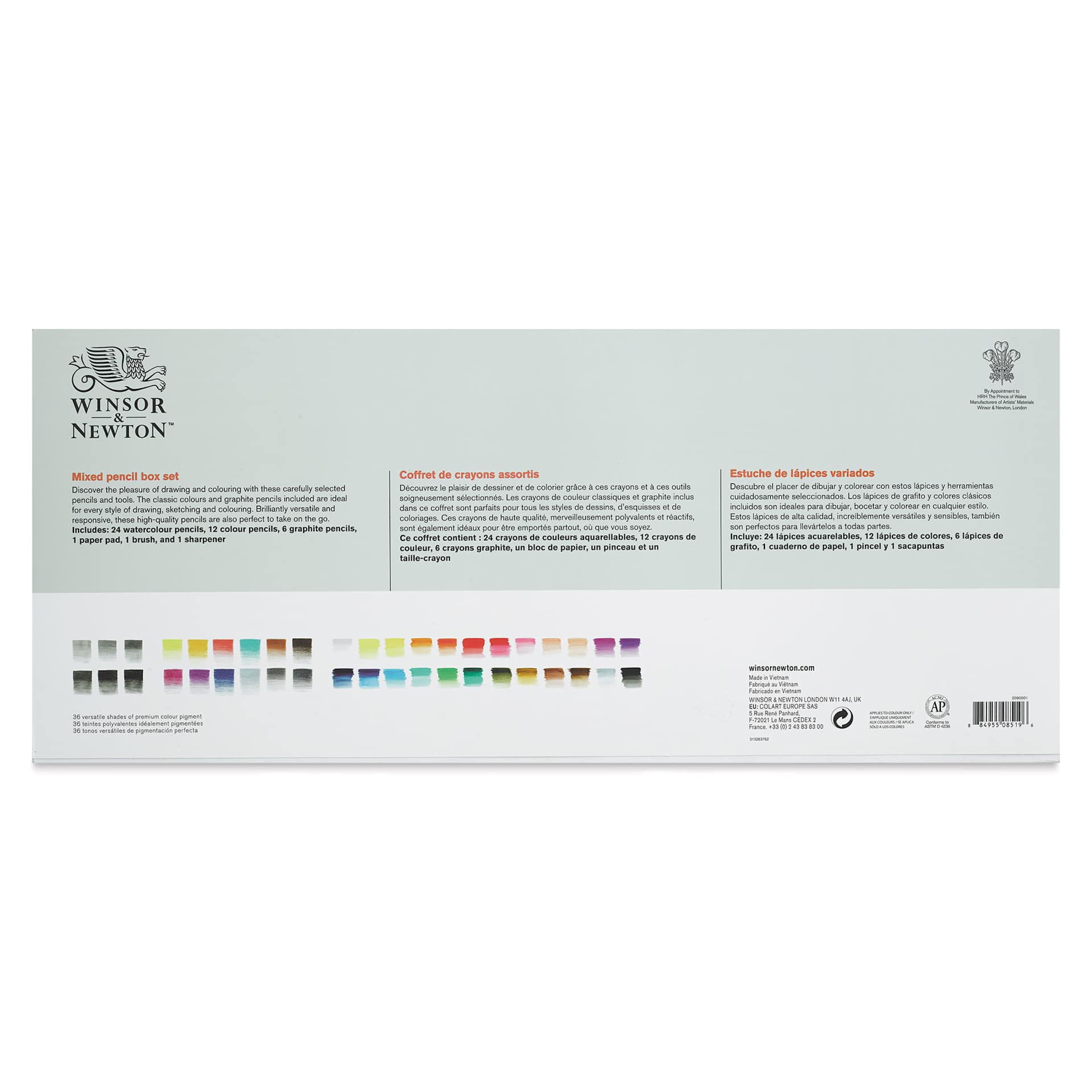 Winsor & Newton Studio Collection Mixed Pencils Set - 45 Pieces (back of package) Winsor & Newton Studio Collection Mixed Pencils Set - 45 Pieces (back of package)