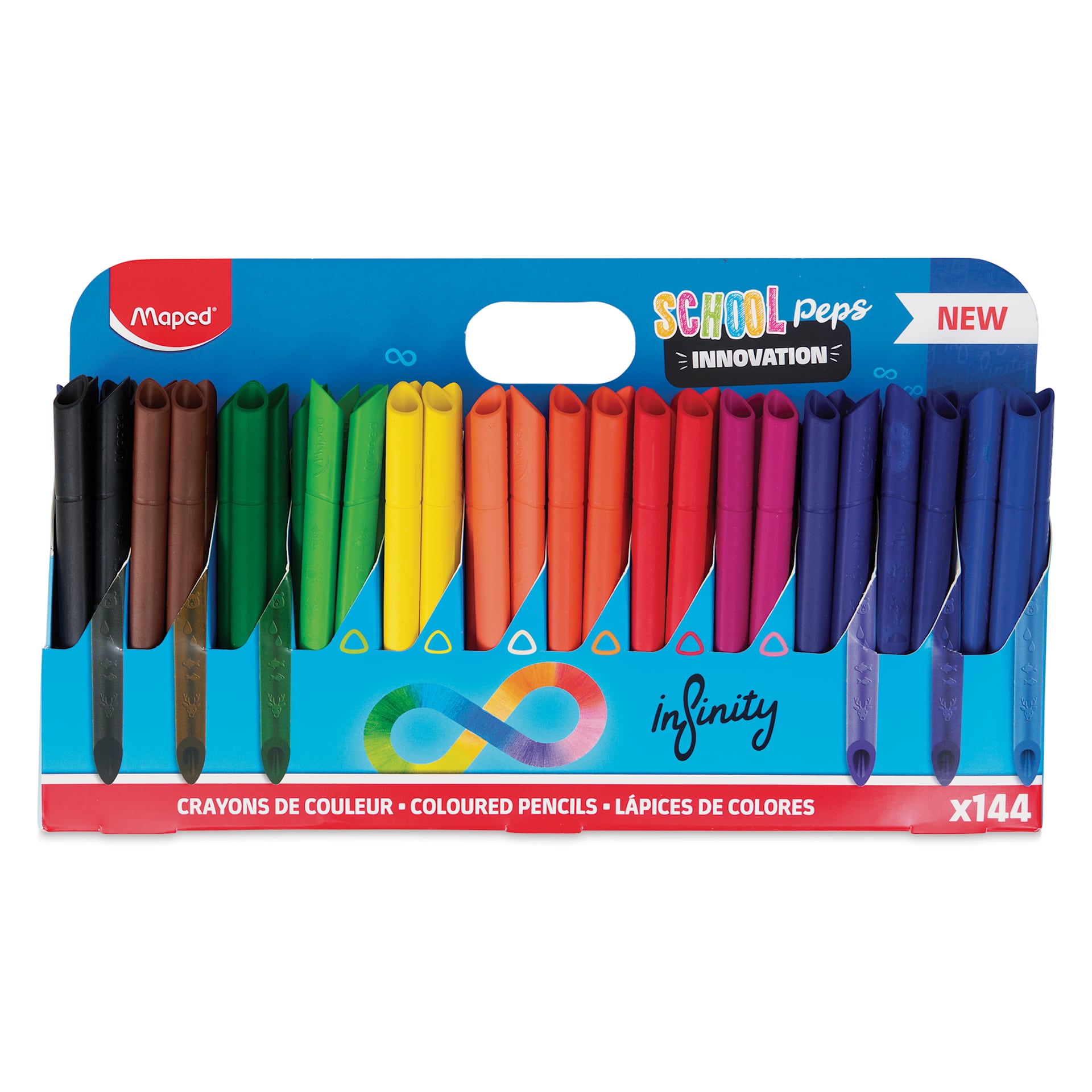 Maped Color'Peps Infinity Colored Pencils - Classroom Pack, Set of 144, other side of the packaging