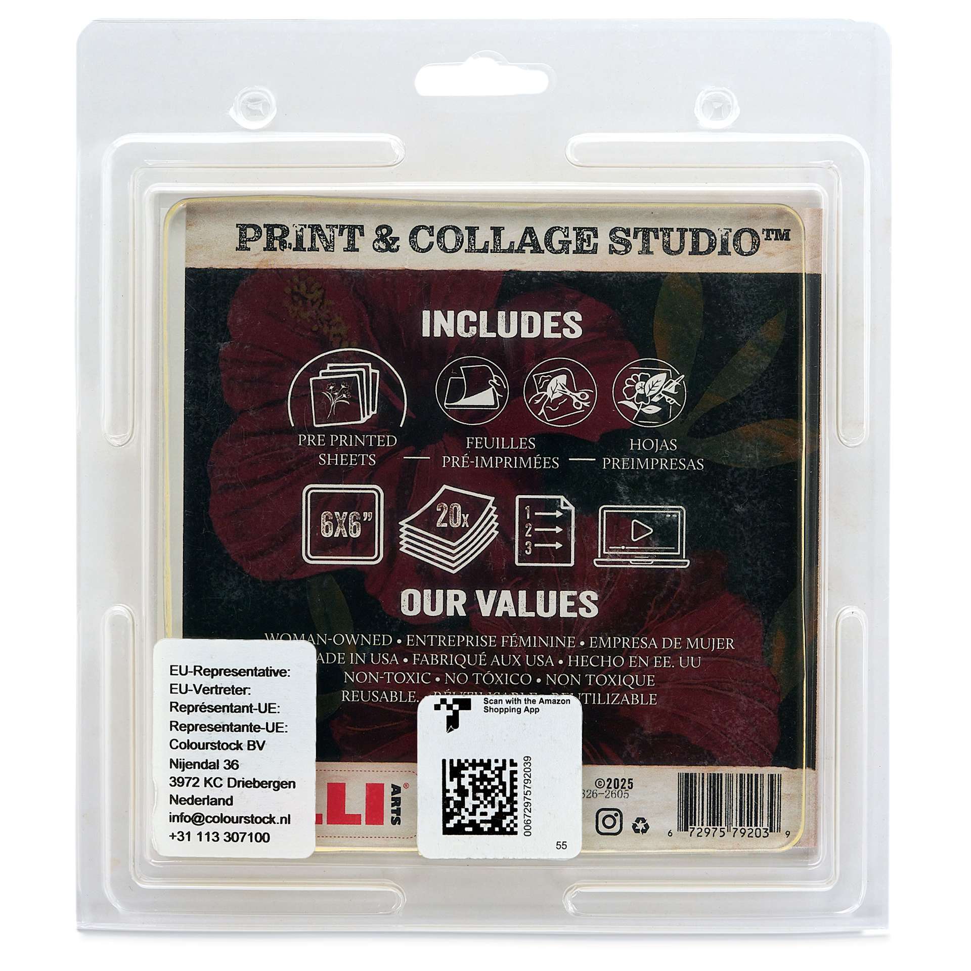 Gelli Arts Print & Collage Studio Set - Fancy Flowers back of packaging