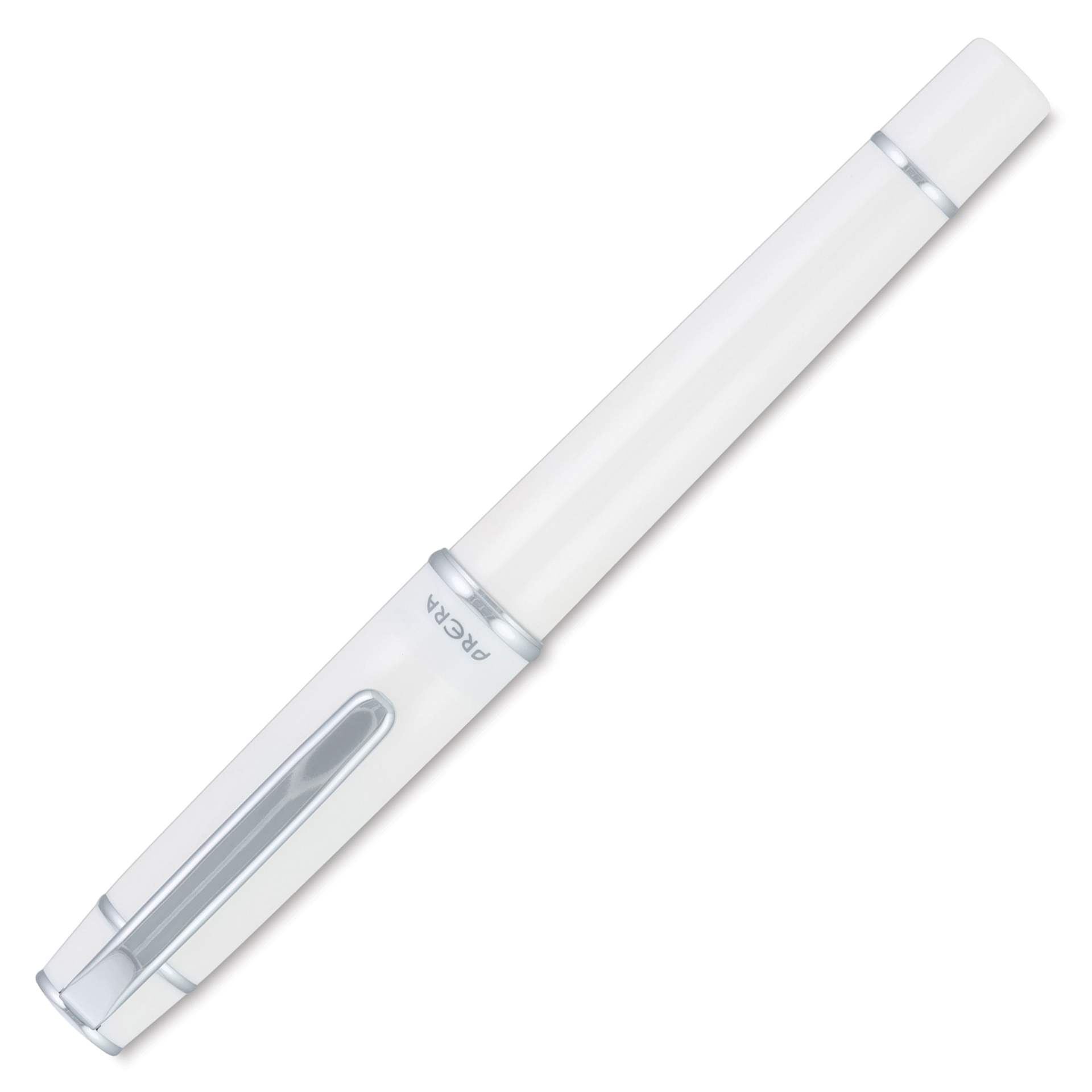 Pilot Prera Standard Fountain Pen - Porcelain White, Medium, cap on