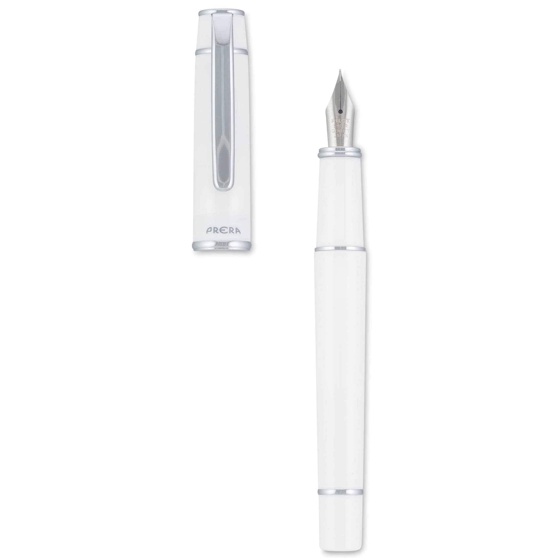 Pilot Prera Standard Fountain Pen - Porcelain White, Medium, cap off
