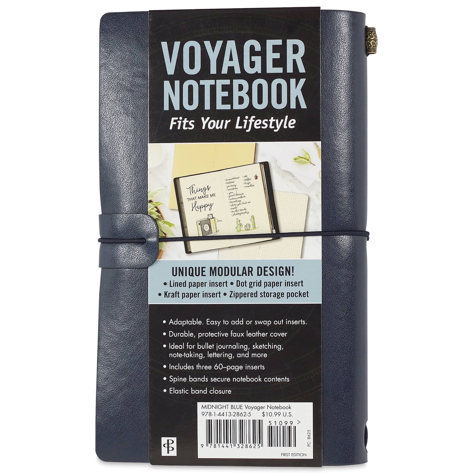 Peter Pauper Press Voyager Notebook - 4.75" x 7.9", Midnight Blue, front of packaging