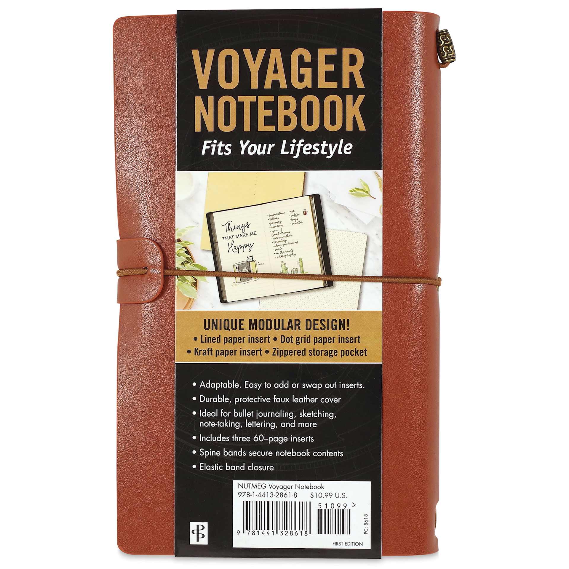 Peter Pauper Press Voyager Notebook - 4.75" x 7.9", Nutmeg, front of packaging