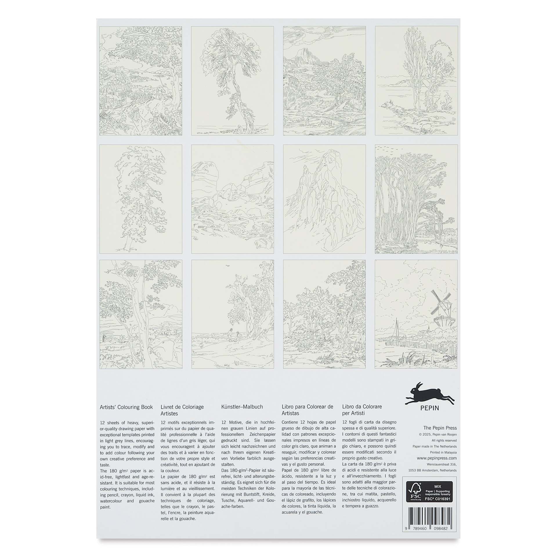 The Pepin Press Landscape Artists’ Coloring Book, back cover