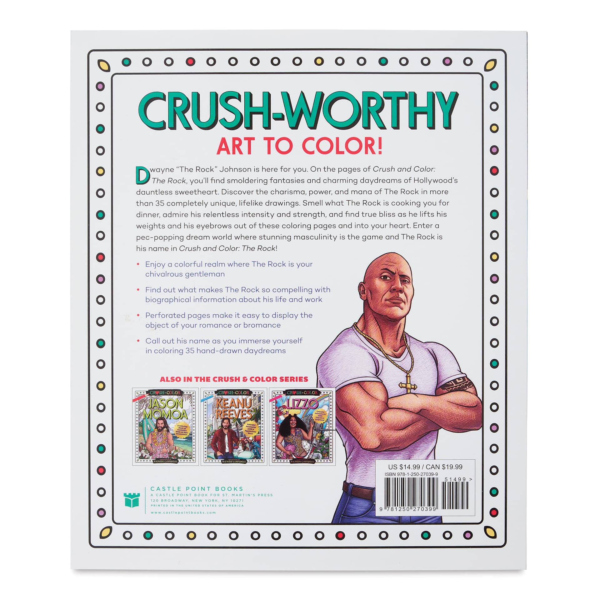 Crush + Color Celebrity Coloring Book - Dwayne "The Rock" Johnson (back cover)