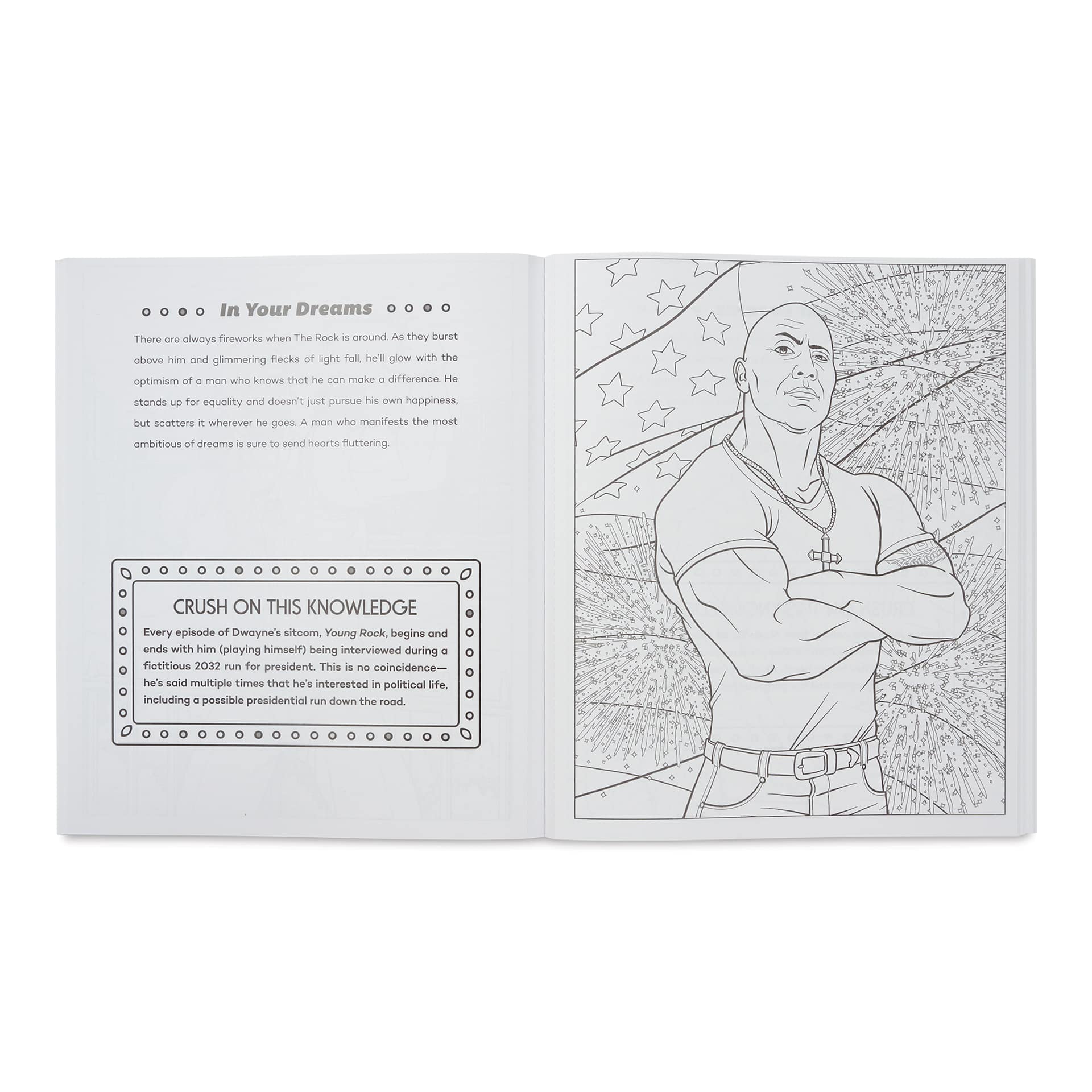 Crush + Color Celebrity Coloring Book - Dwayne "The Rock" Johnson (illustration page example)