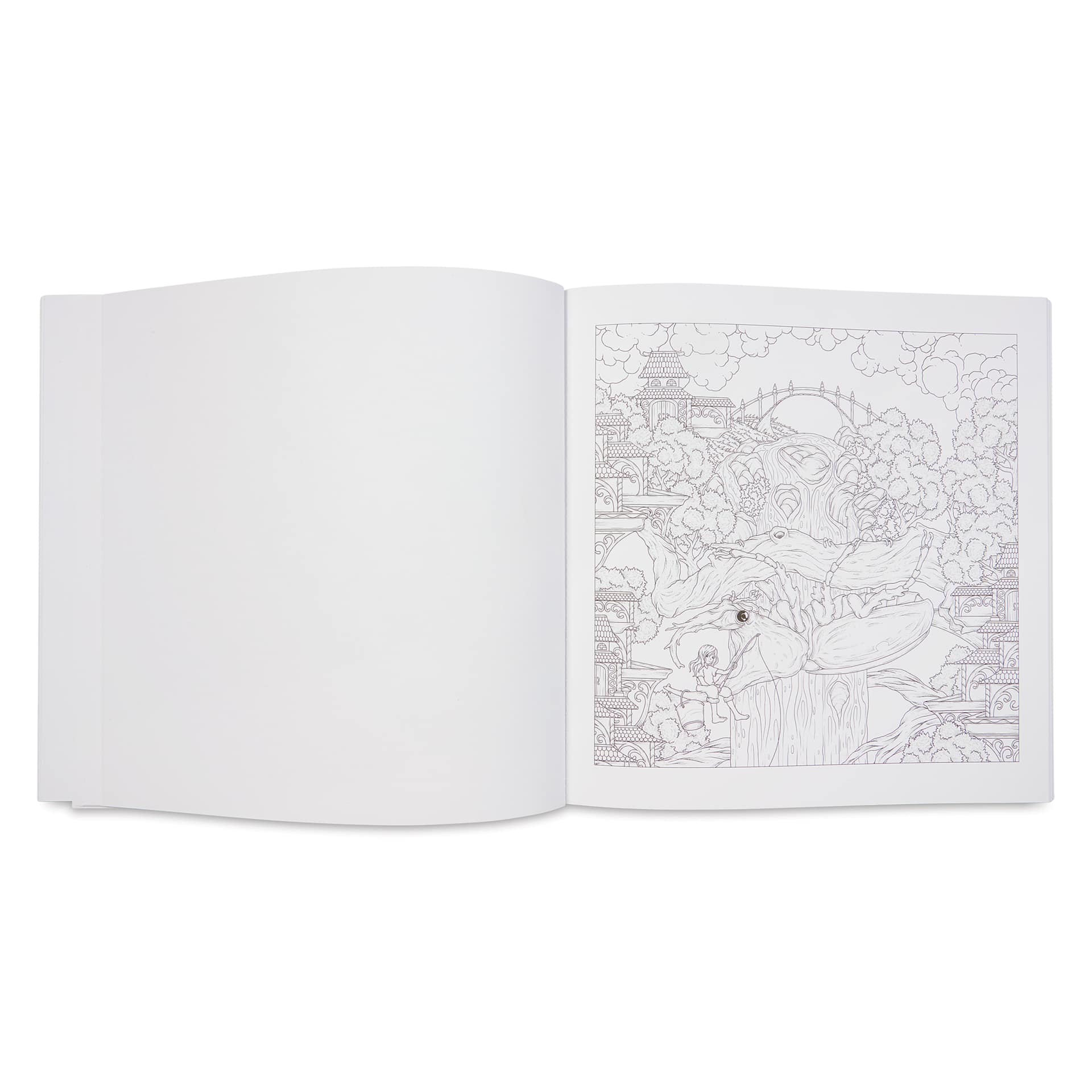 Mythographic Color and Discover: Magical Earth, character fishing off of a tree