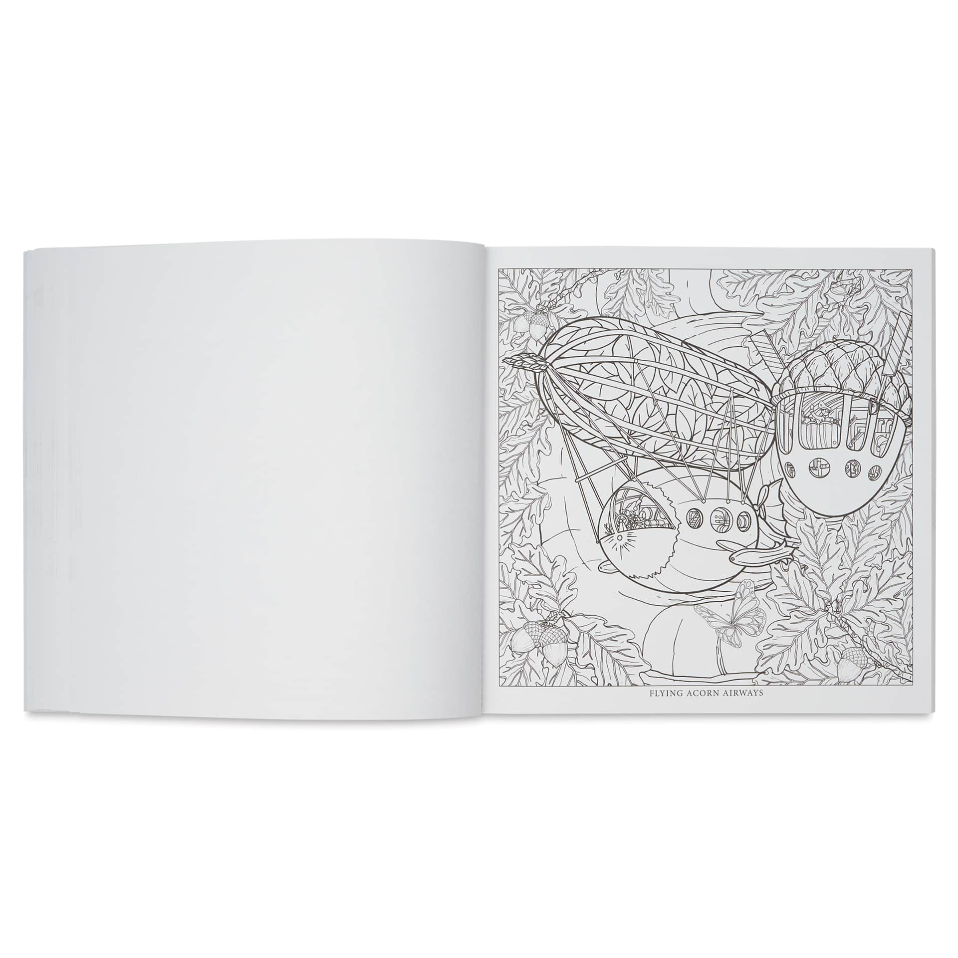 Tiny Worlds Coloring Book - 8-3/4" x 8-3/4", 128 Pages, Flying Acorn Airways