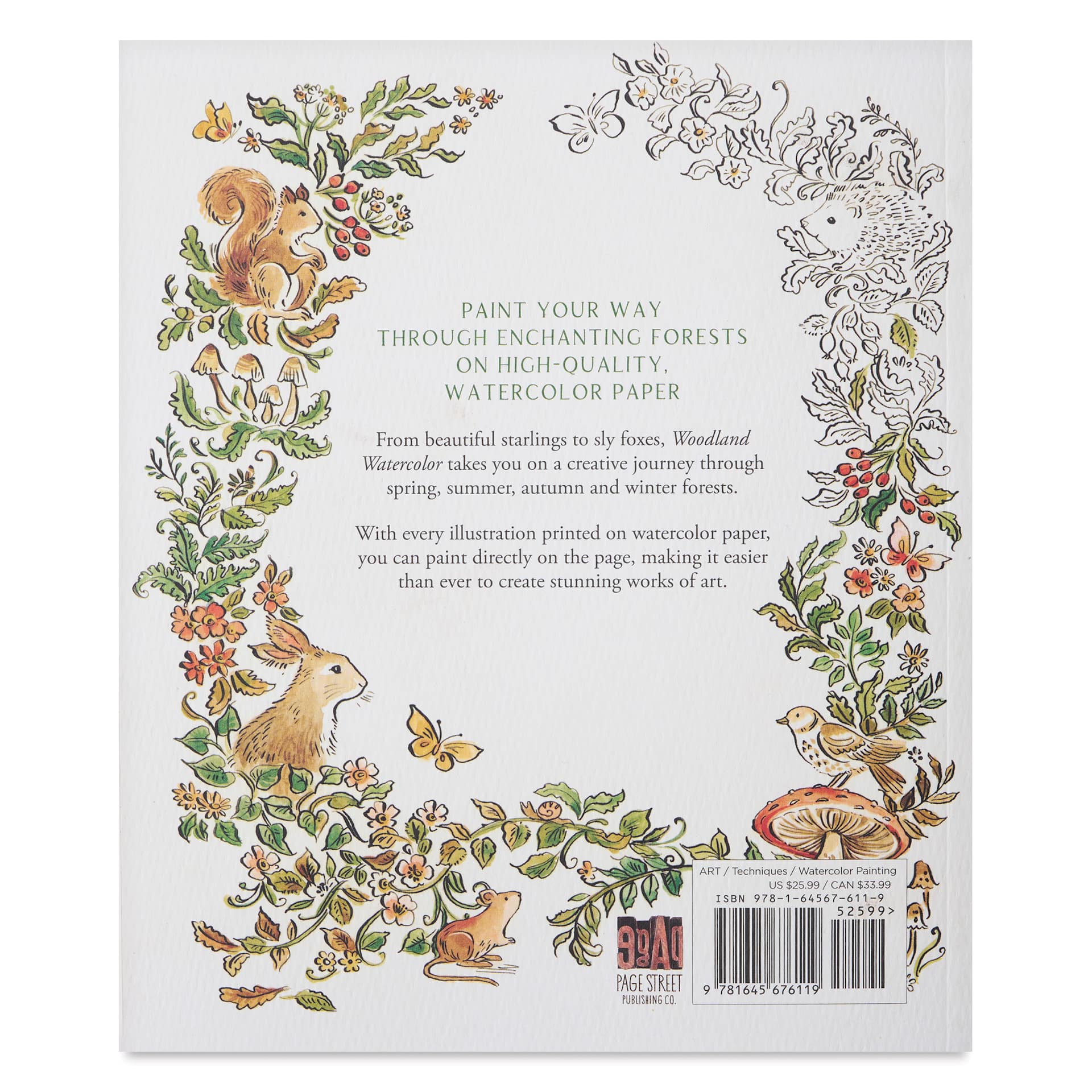 Woodland Watercolor: A Coloring Workbook, back cover
