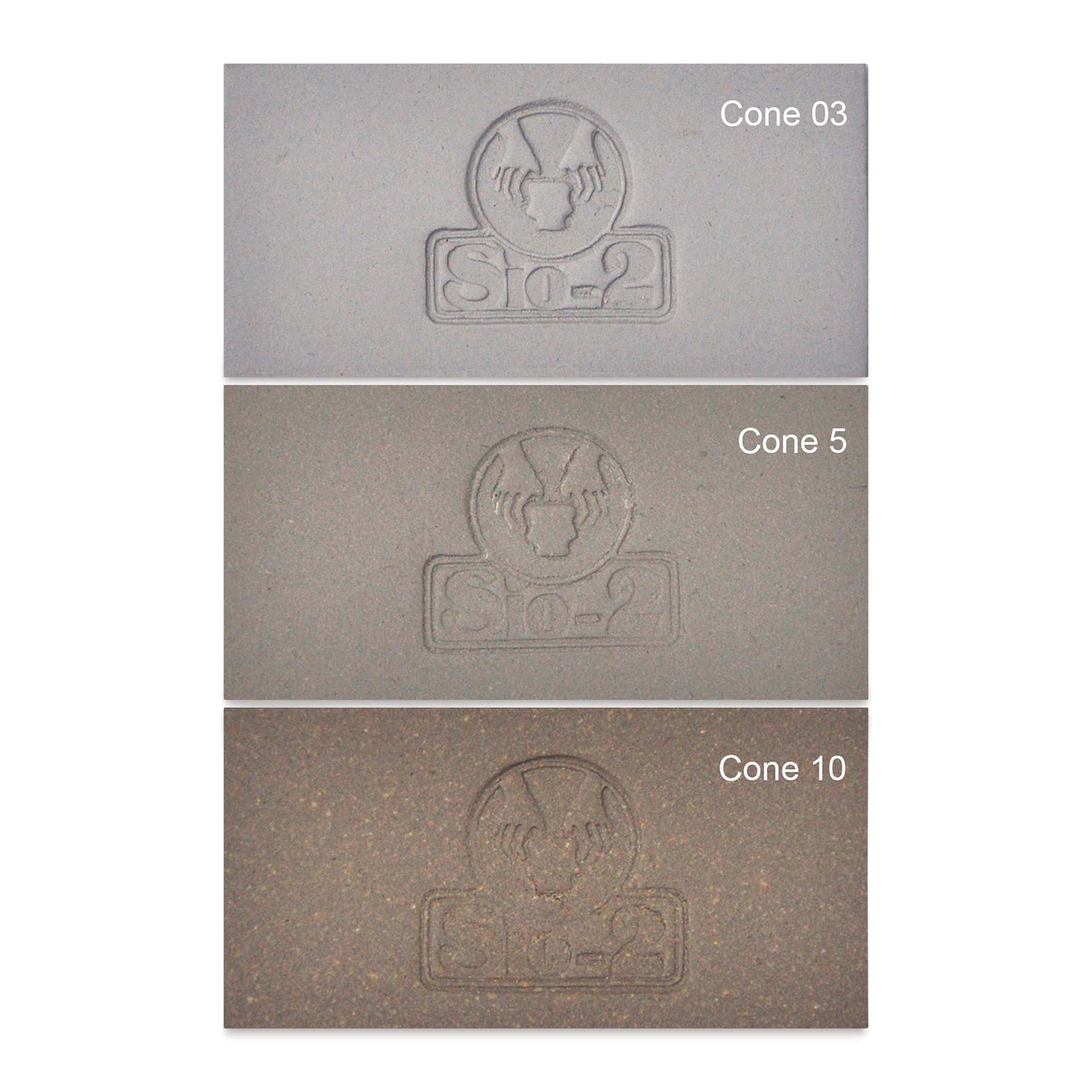 Sio-2 Berlin Grey Stoneware Clay, fired at cone 03, 5, and 10