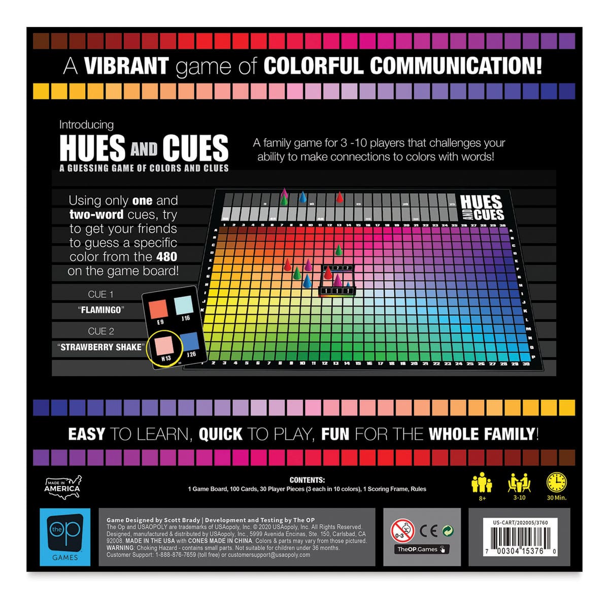 Hues and Cues: A Guessing Game of Colors and Clues - Back of Package