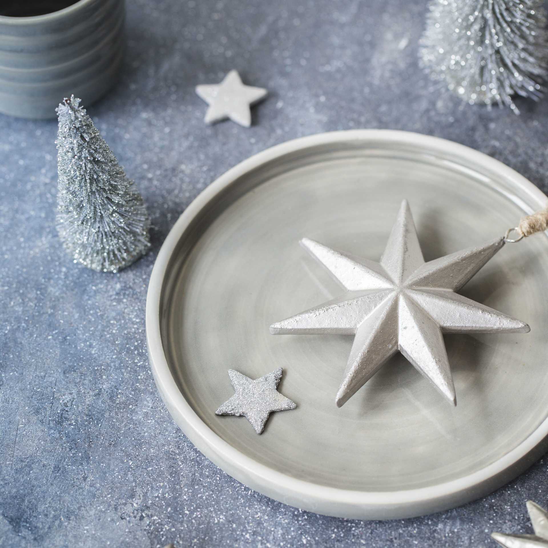 Botz Pro Glaze - Agate Grey, 200 ml finished plate and stars example