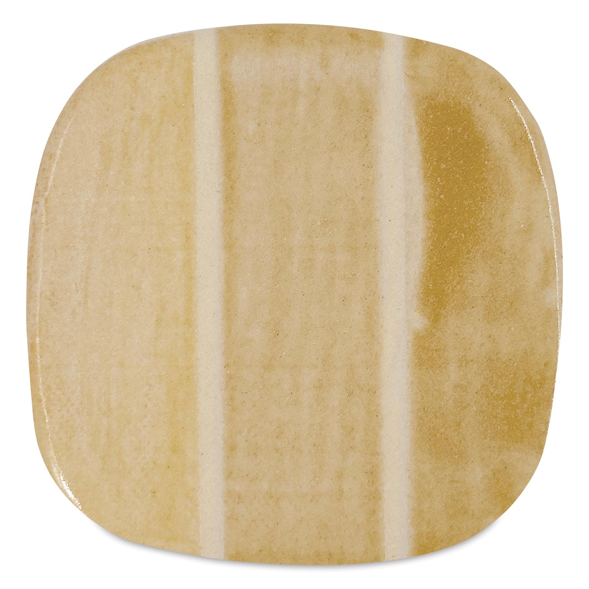 Speedball Mid-Fire Glaze - Buttermilk - application tile (varied thickness layers)