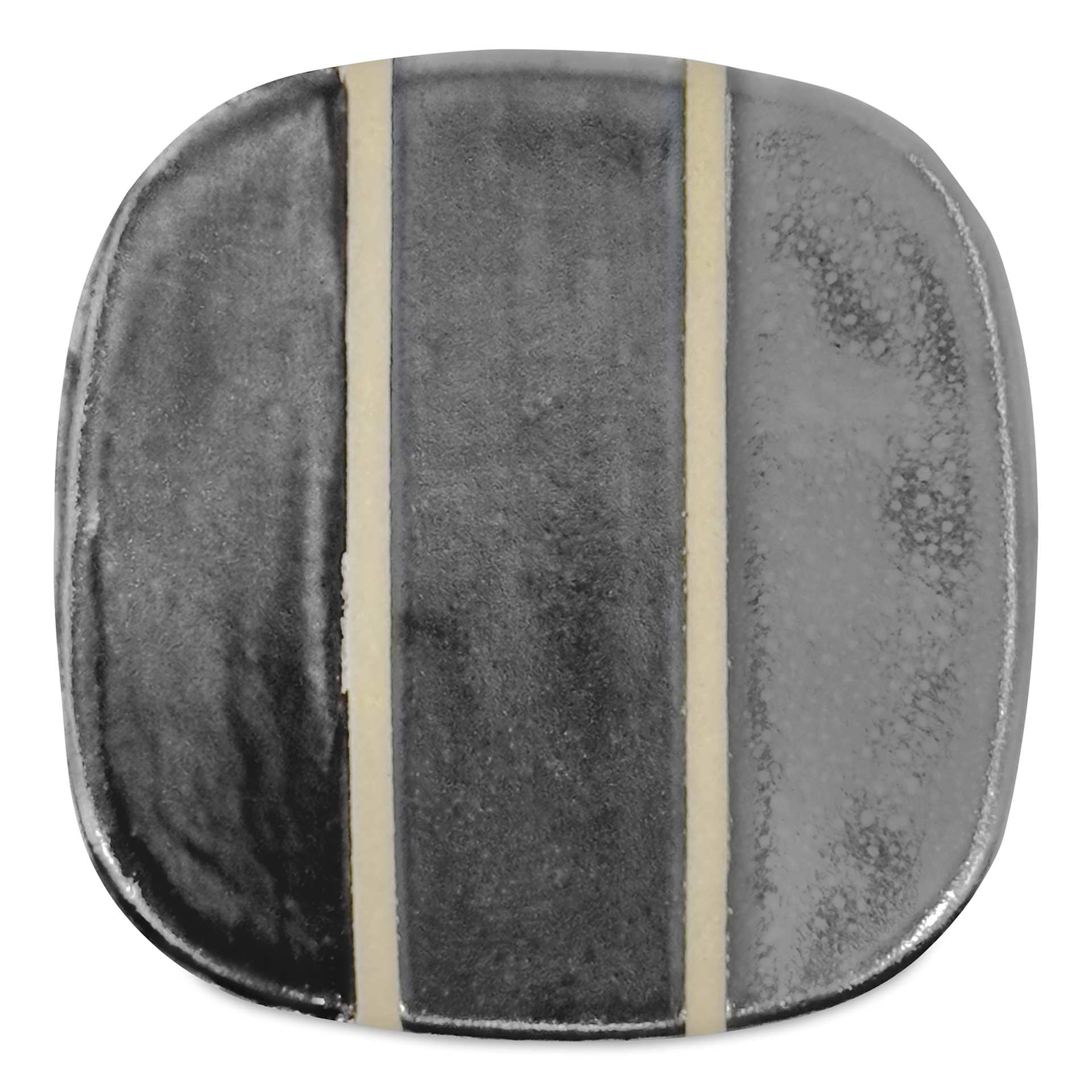 Speedball Mid-Fire Glaze - Hematite, 16 oz - application tile (varied thickness layers)
