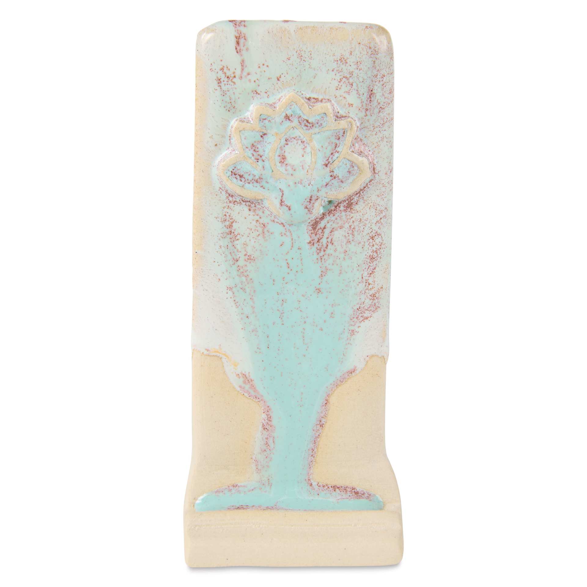 Speedball Mid-Fire Glaze - Blue Flame applied overtop Vanilla Flux