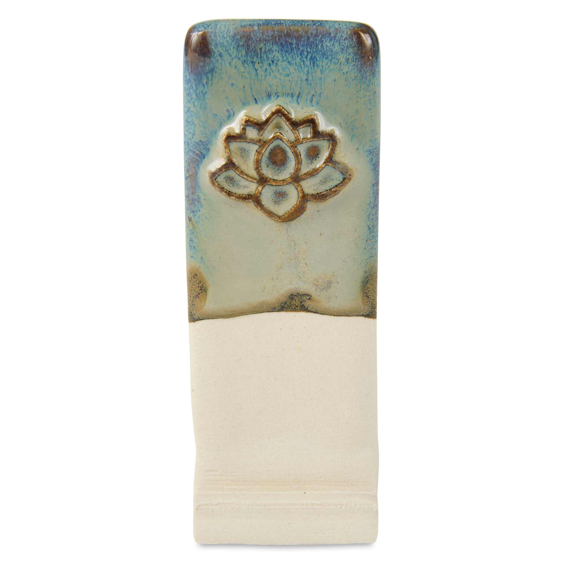 Speedball Mid-Fire Glaze - Variegated Lapis applied beneath Cocoa Flux
