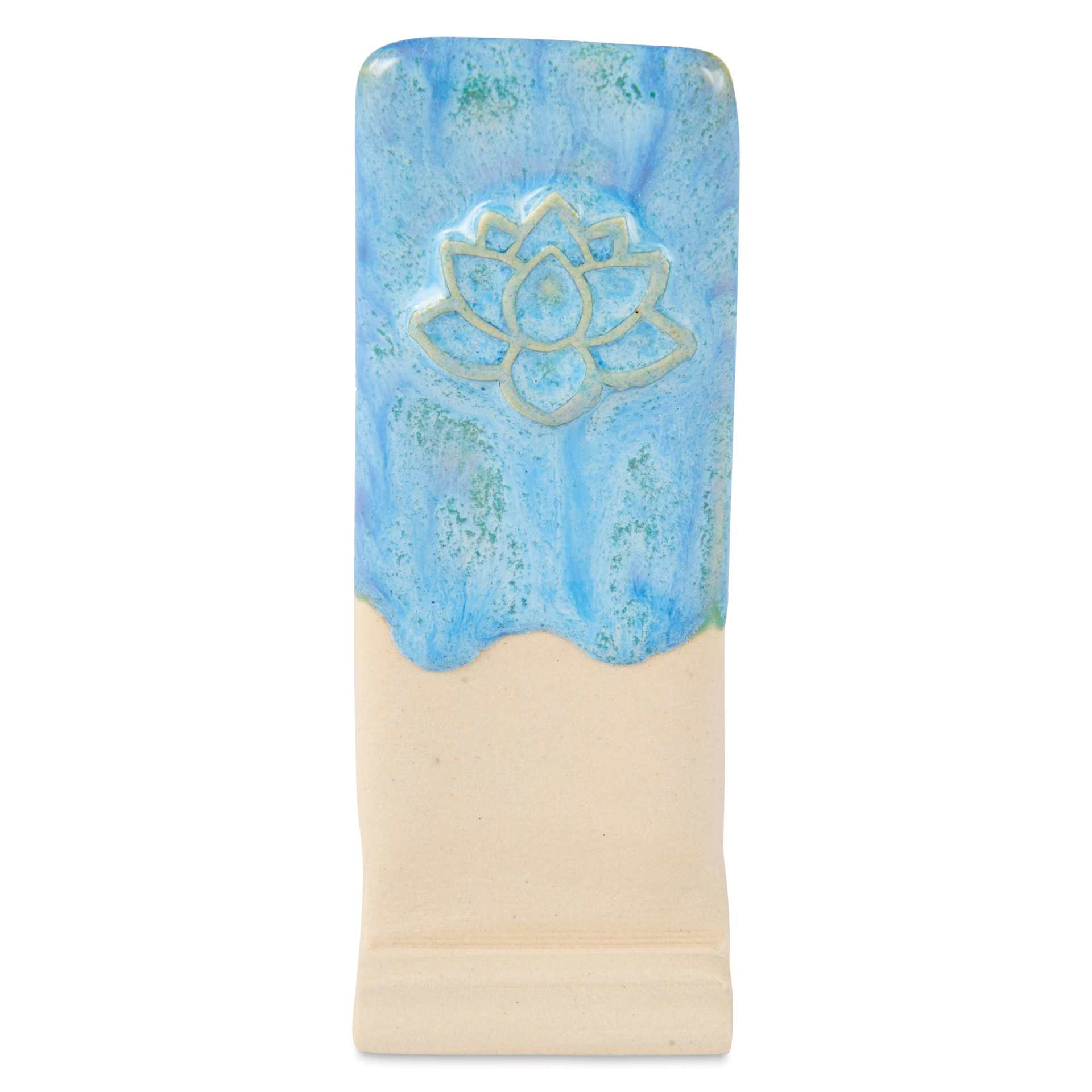 Speedball Mid-Fire Glaze - Blue Moss applied overtop Carolina Flux