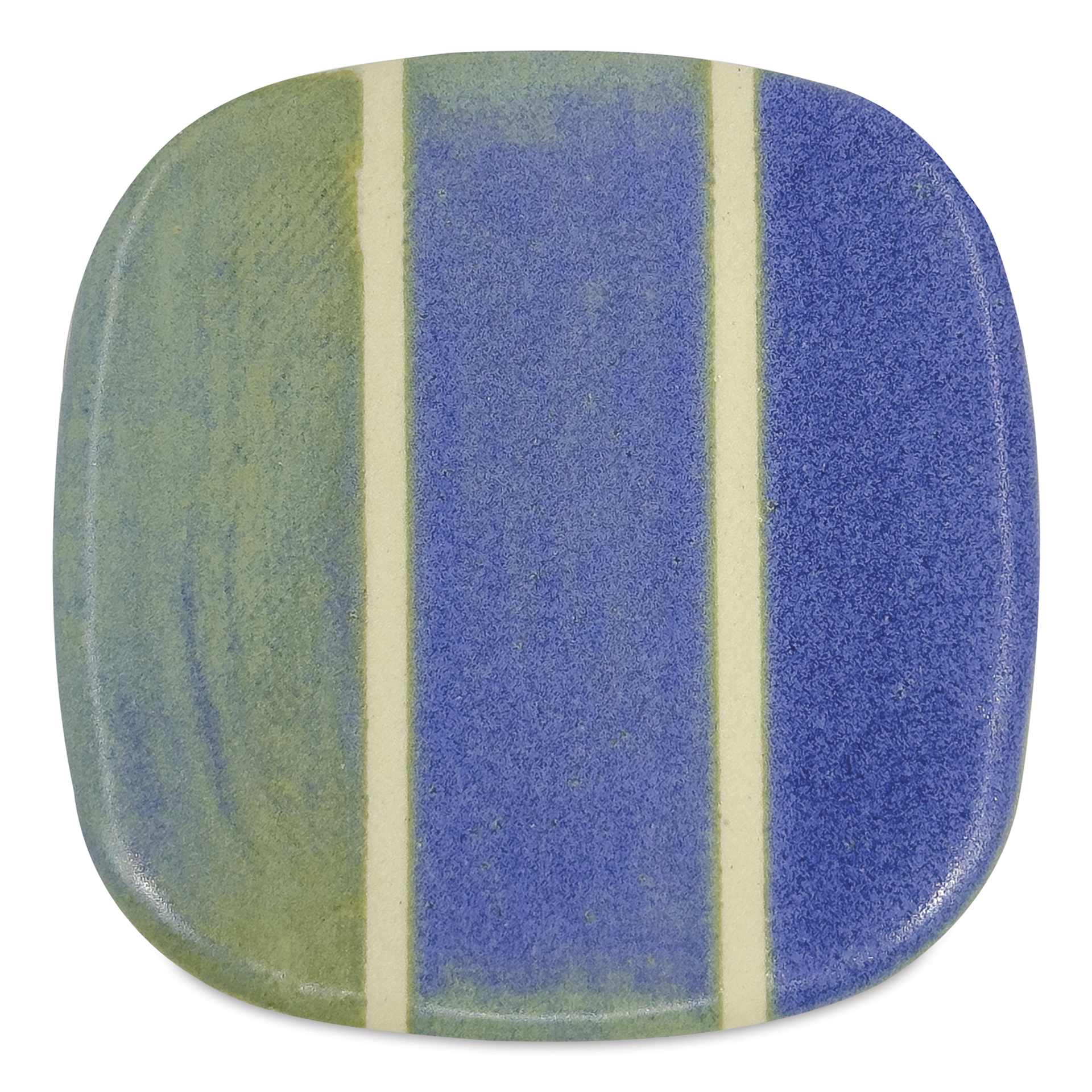 Speedball Mid-Fire Glaze - Blue Moss - application tile (varied thickness layers)