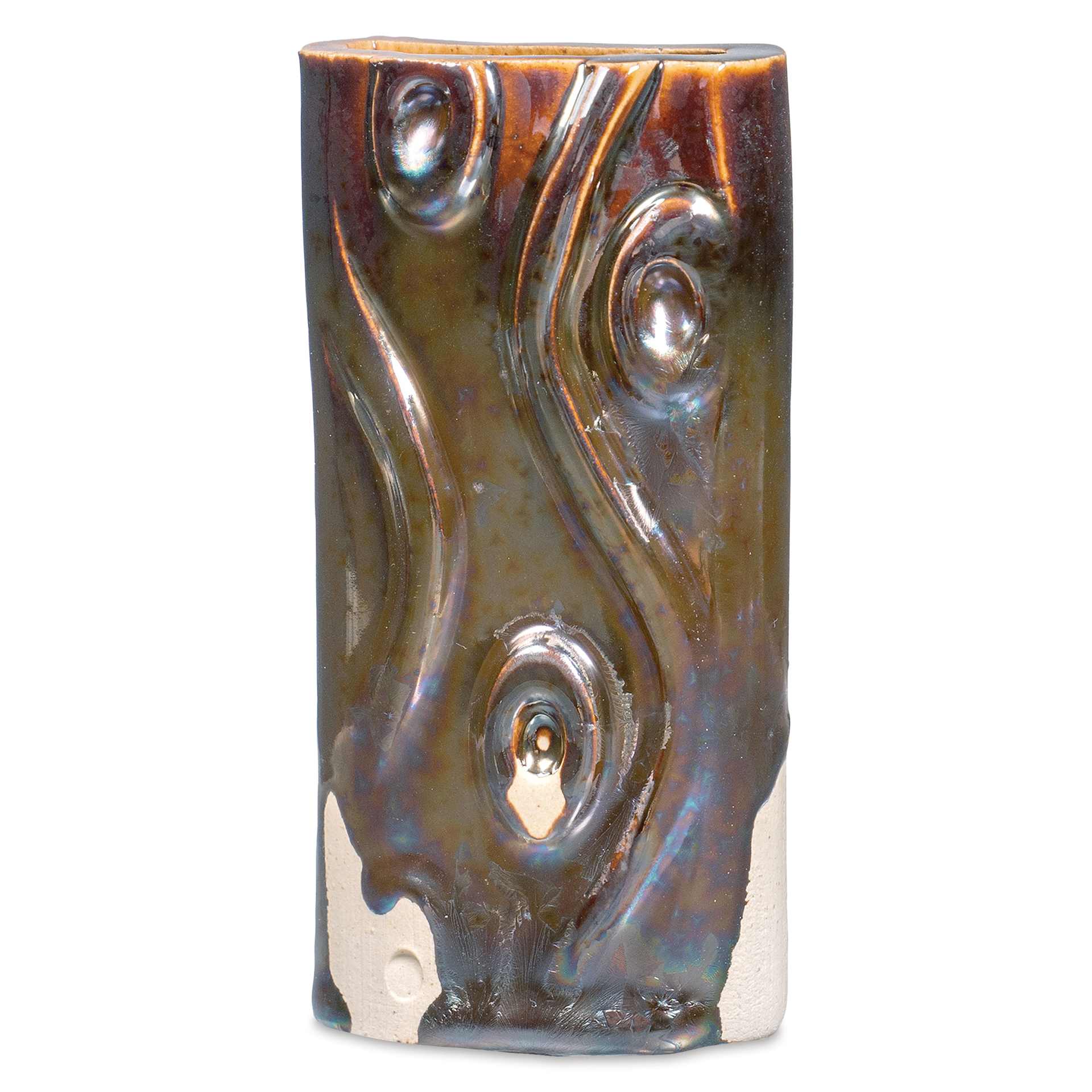 Amaco Cosmos Glaze - CO-8 Dark Star, 16 oz, fired on White Stoneware #38