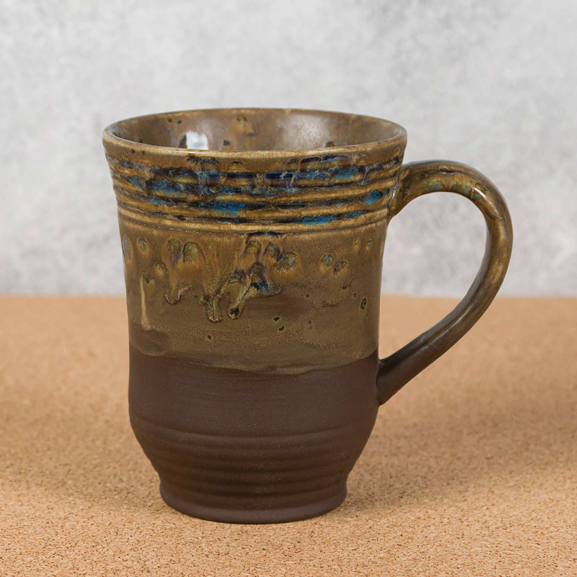 Mayco Stoneware Engobe - Dark Brown - finished mug example