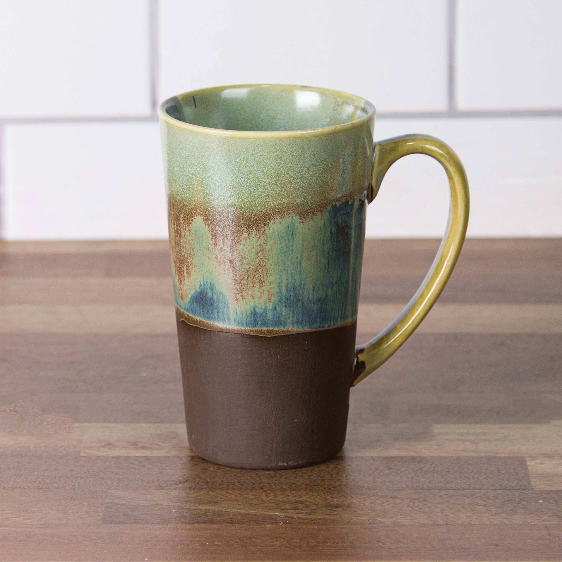 Mayco Stoneware Engobe - Dark Brown - finished tall mug example