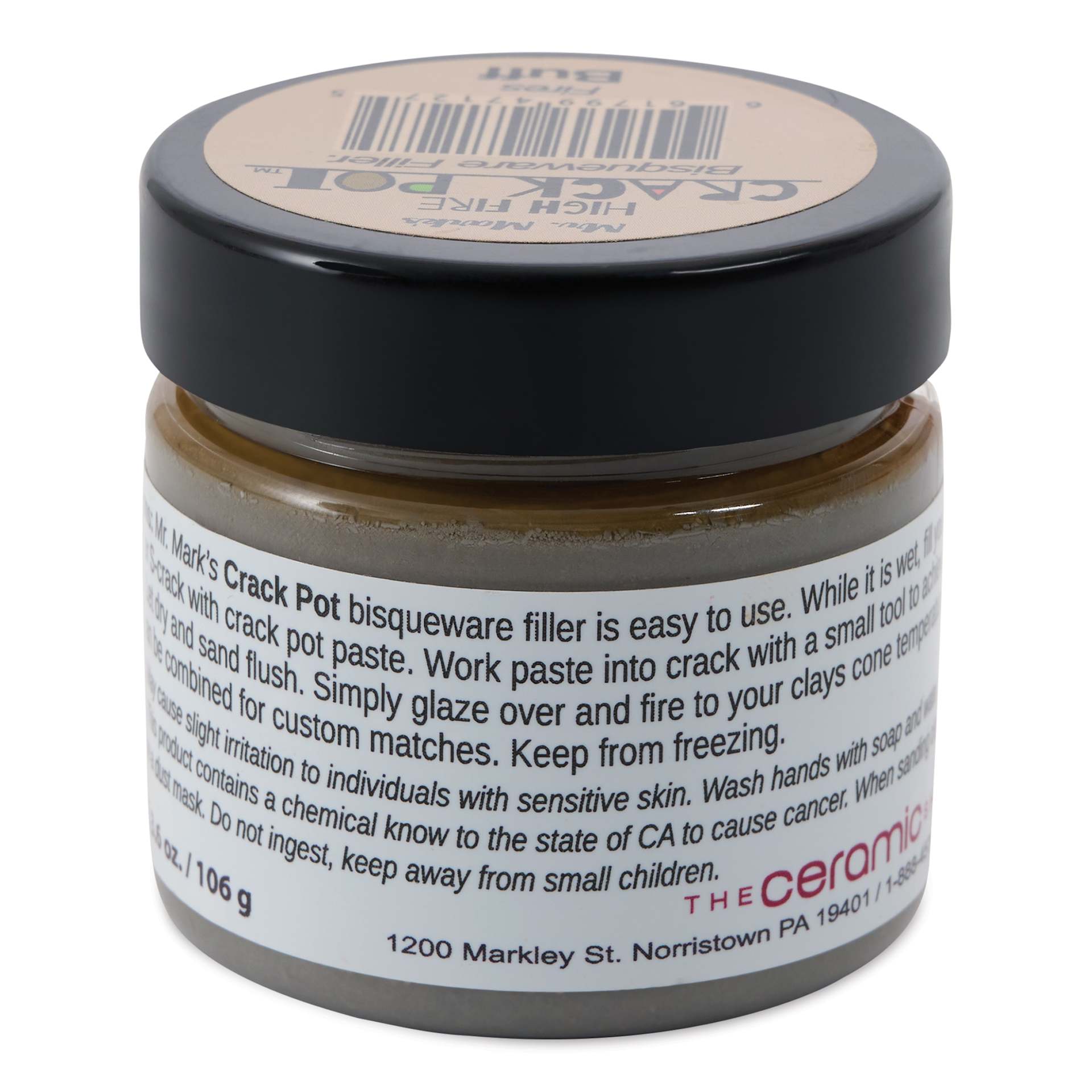 The Ceramic Shop Mr. Mark's Crack Pot High Fire Bisqueware Filler - Buff, 2 oz - back