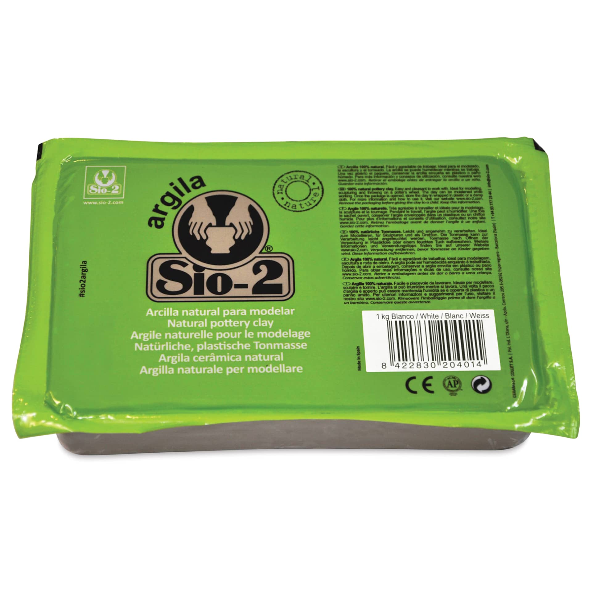 Sio-2 Argila Natural Pottery Clay - White, 2.2 lbs - front of packaging