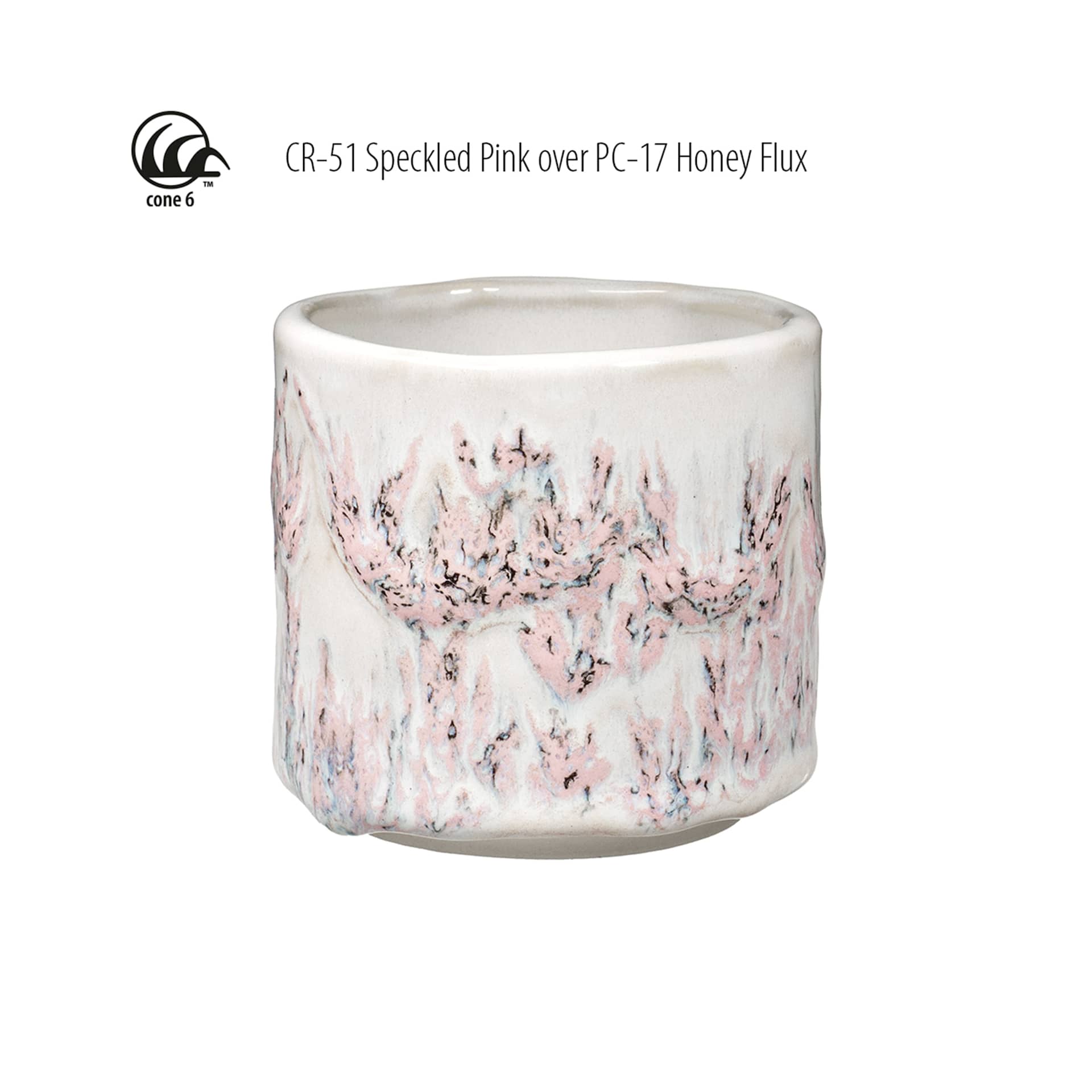 Cone 6 - CR-51 Speckled Pink over PC-17 Honey Flux
