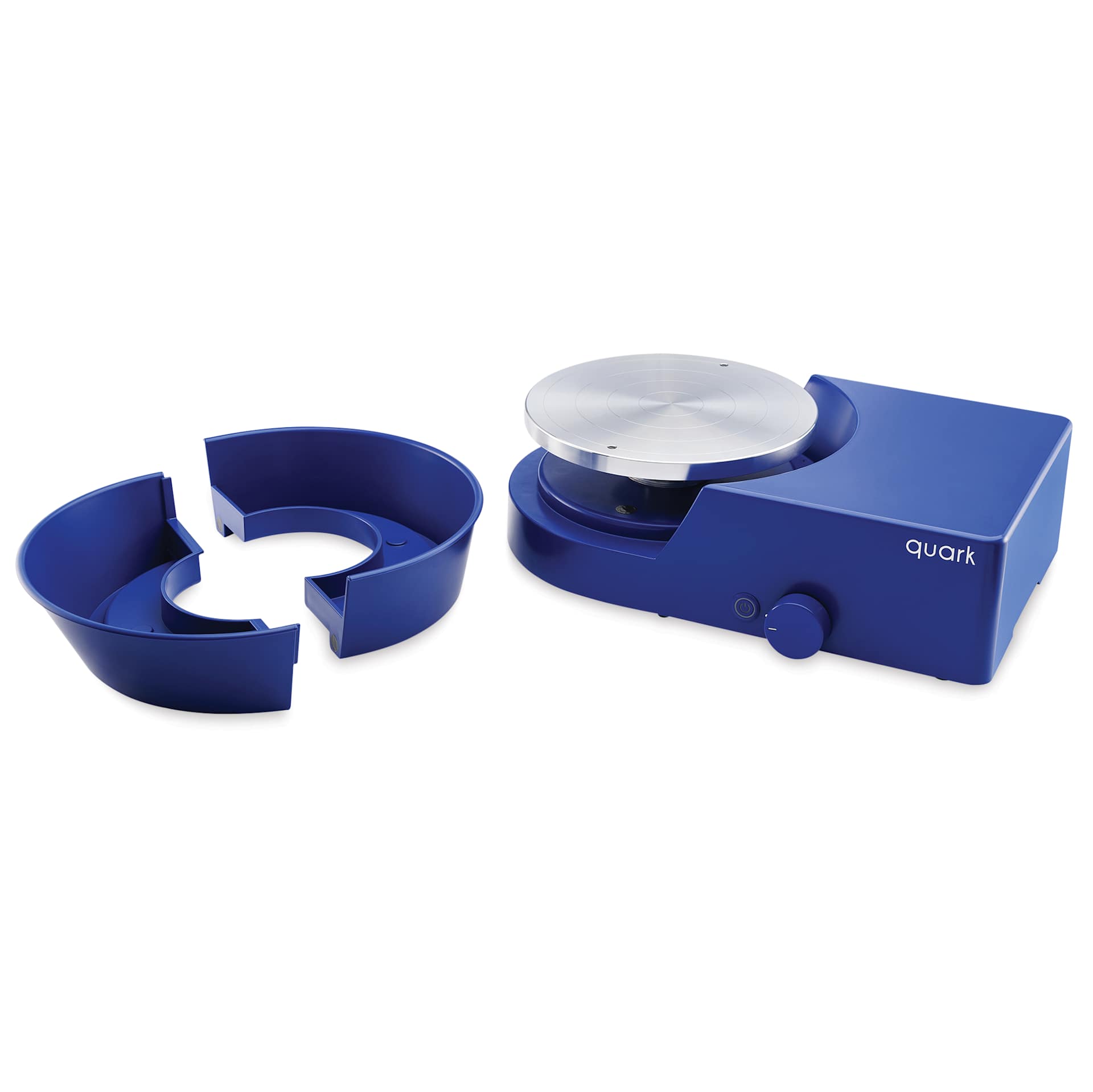 Quark S+ Potter’s Wheel - Blue, splash pan detached