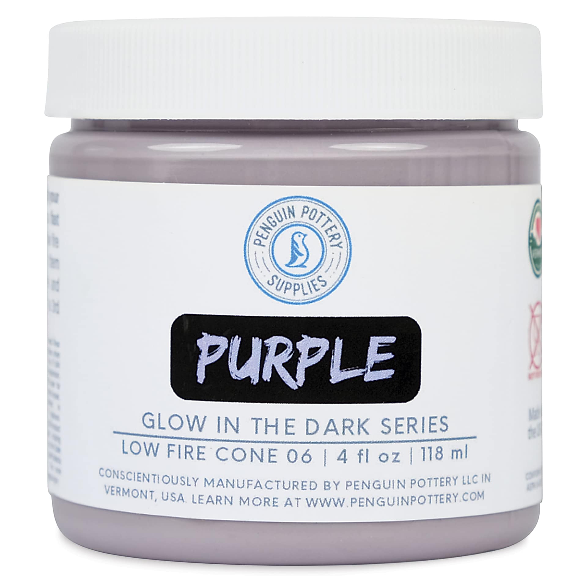 Penguin Pottery Glow in the Dark Glaze - Purple, 4 oz Jar