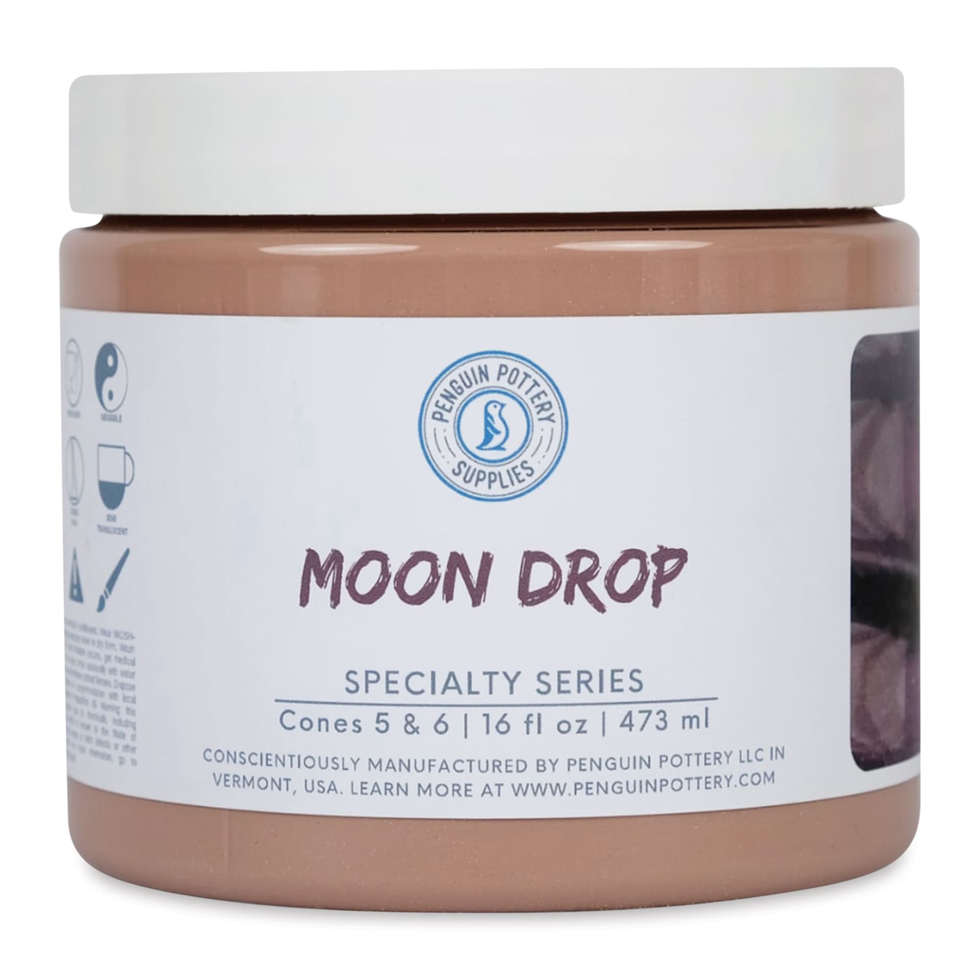 Penguin Pottery Specialty Series Mid-Fire Glaze - Moon Drop, 16 oz Jar