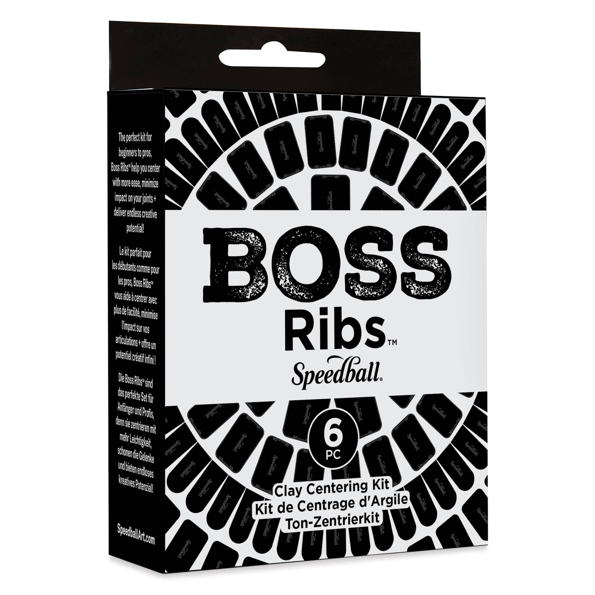 Speedball Boss Ribs Clay Centering Kit - Set of 6, Black front of packaging
