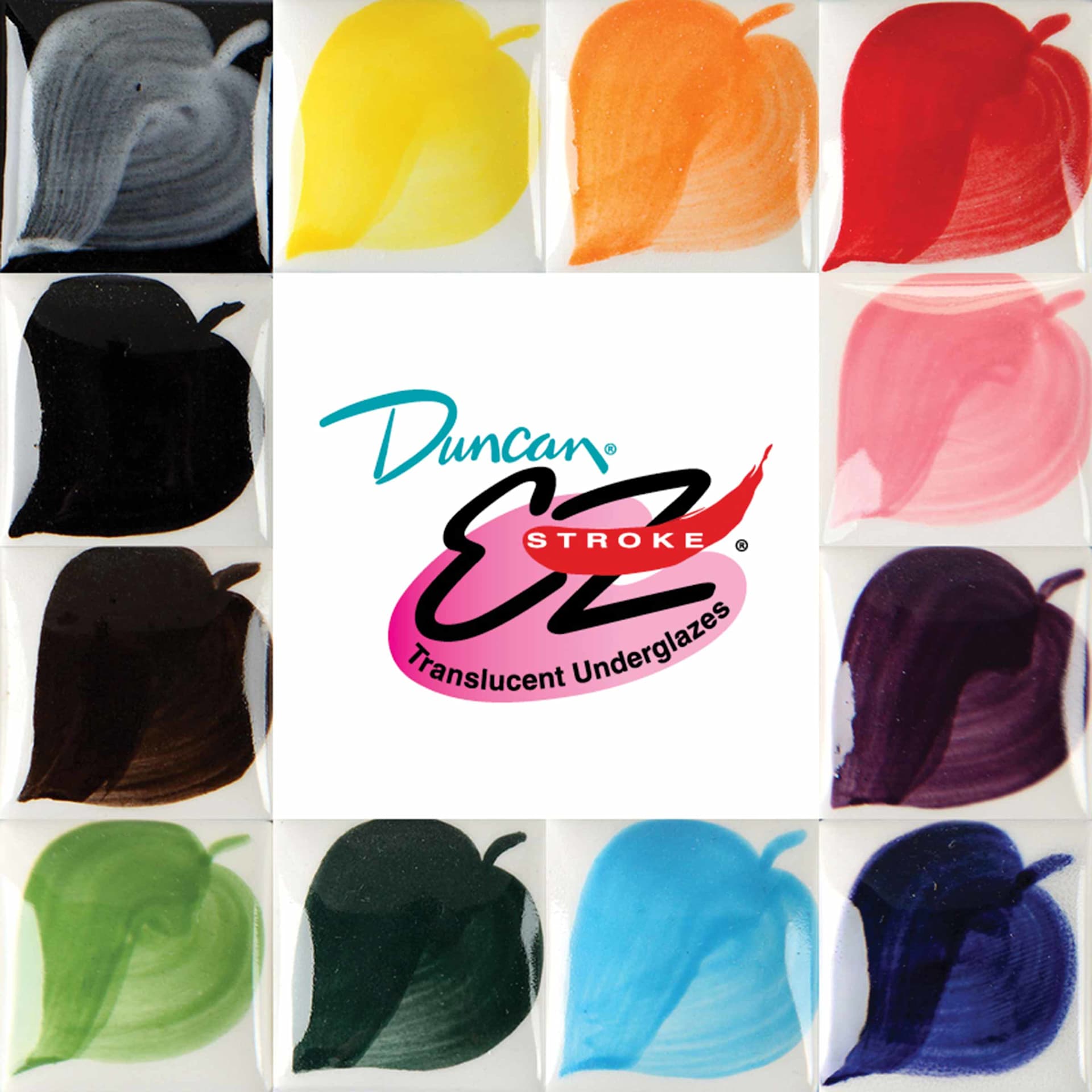 Duncan E-Z Stroke Translucent Underglaze Kit - Pkg of 12, 1 oz Bottles