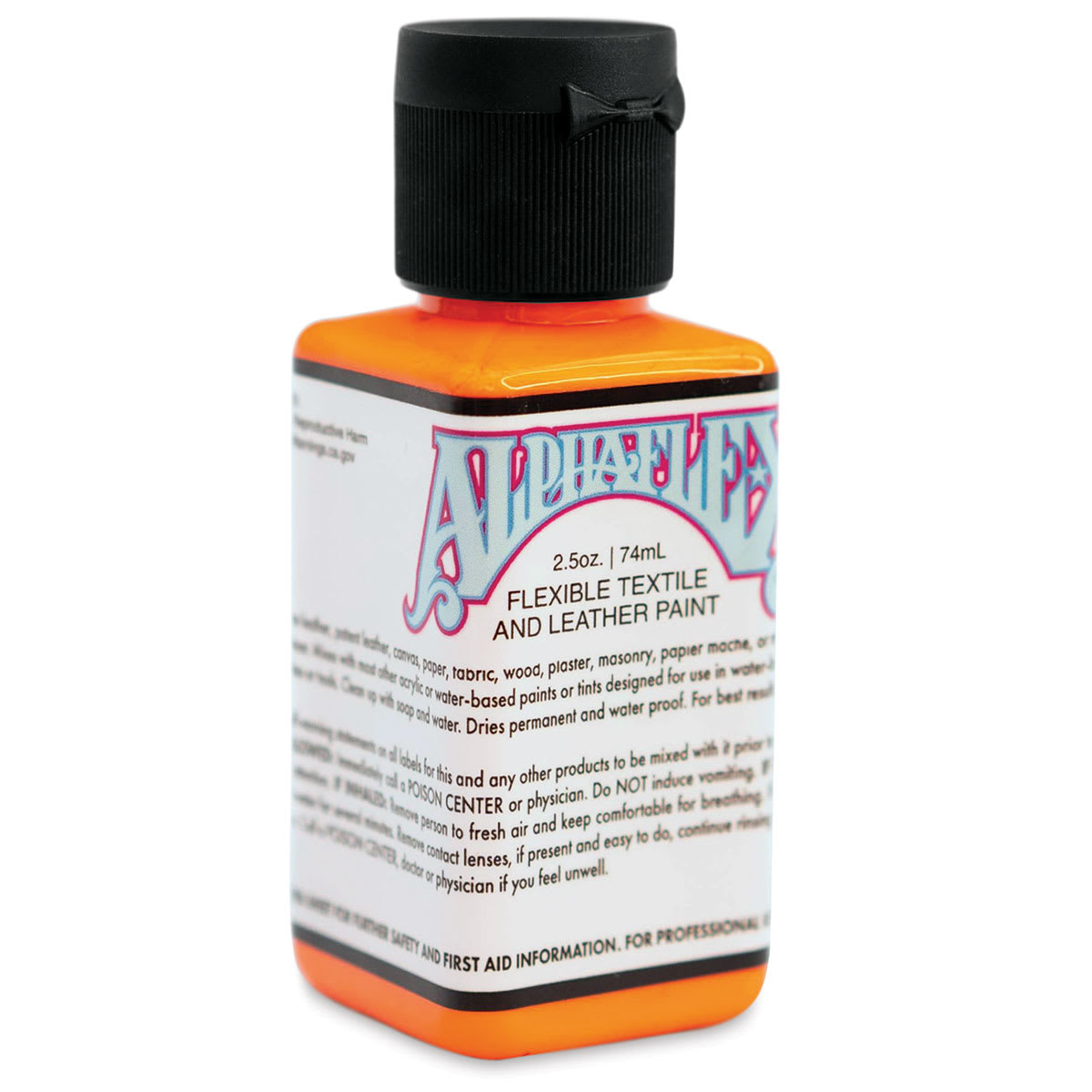Alpha6 AlphaFlex Textile and Leather Paint - Electroshock Orange, 74 ml, Bottle