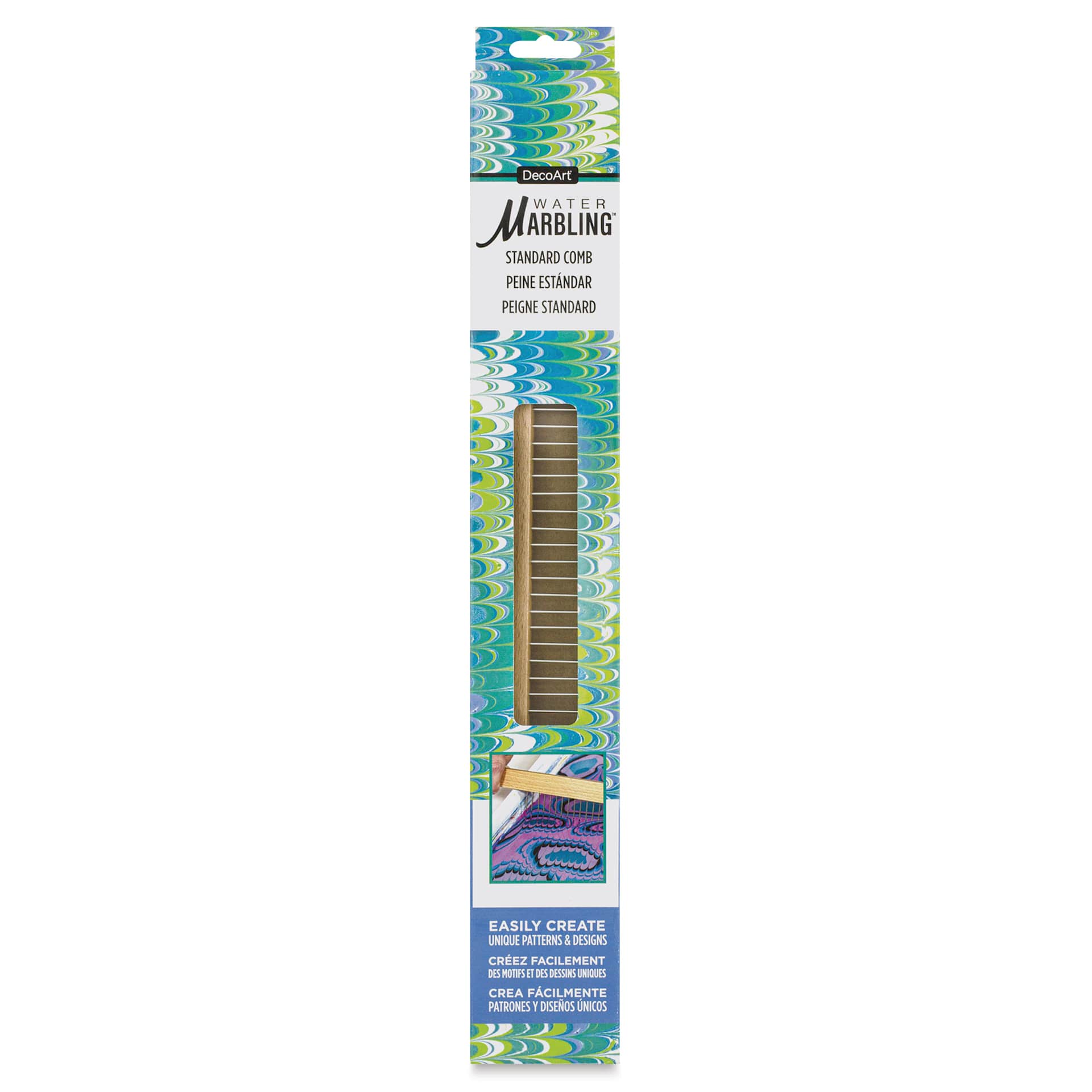 DecoArt Water Marbling Standard Comb, front of the packaging. 